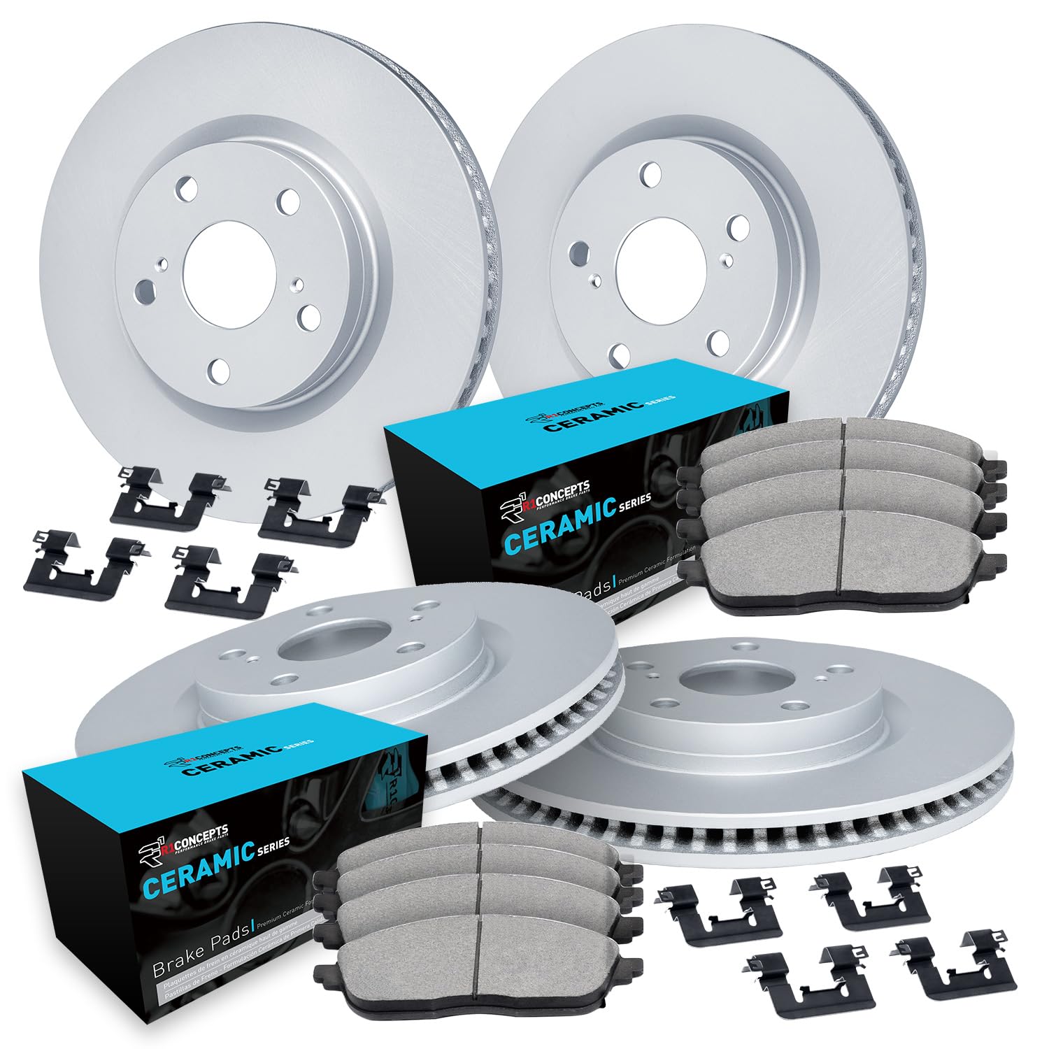 R1 Concepts Complete Front & Rear Brake Kit for 2006-2008 Dodge Magnum - Ceramic Brake Pads, Drilled/Slotted Rotors, Hardware Included | High-Performance Braking for Daily Commute & Highway Driving