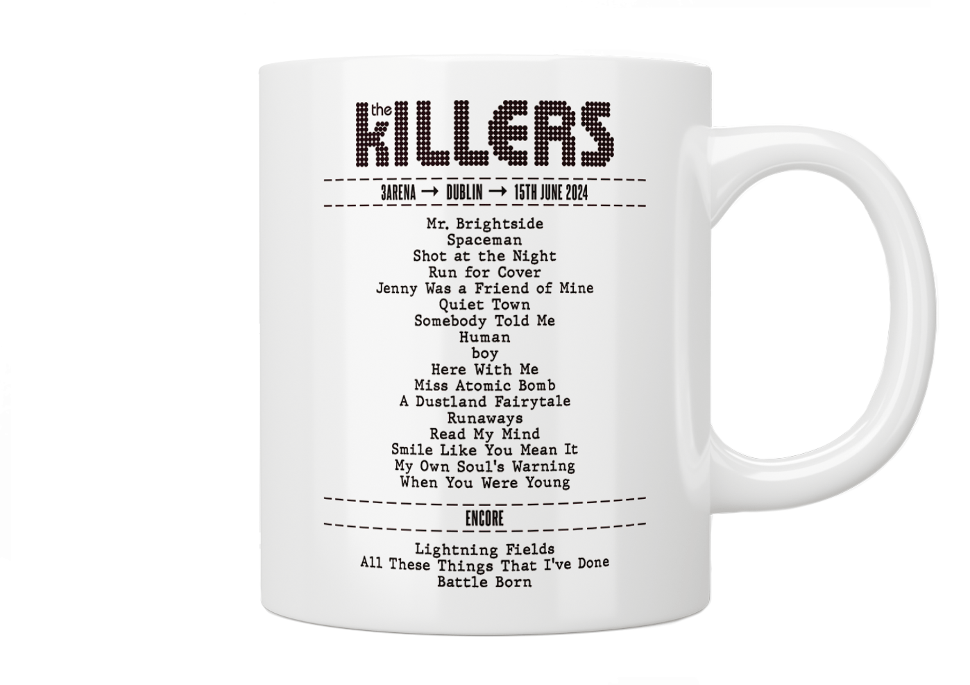 Personalized Concert Setlist Coffee Mug - Custom Gig Band Tour Mug with Your Favorite Songs - Perfect for Music Lovers & Concert Goers - Great Gift for Musicians & Fans - Ideal for Home, Office & Music Studio Use