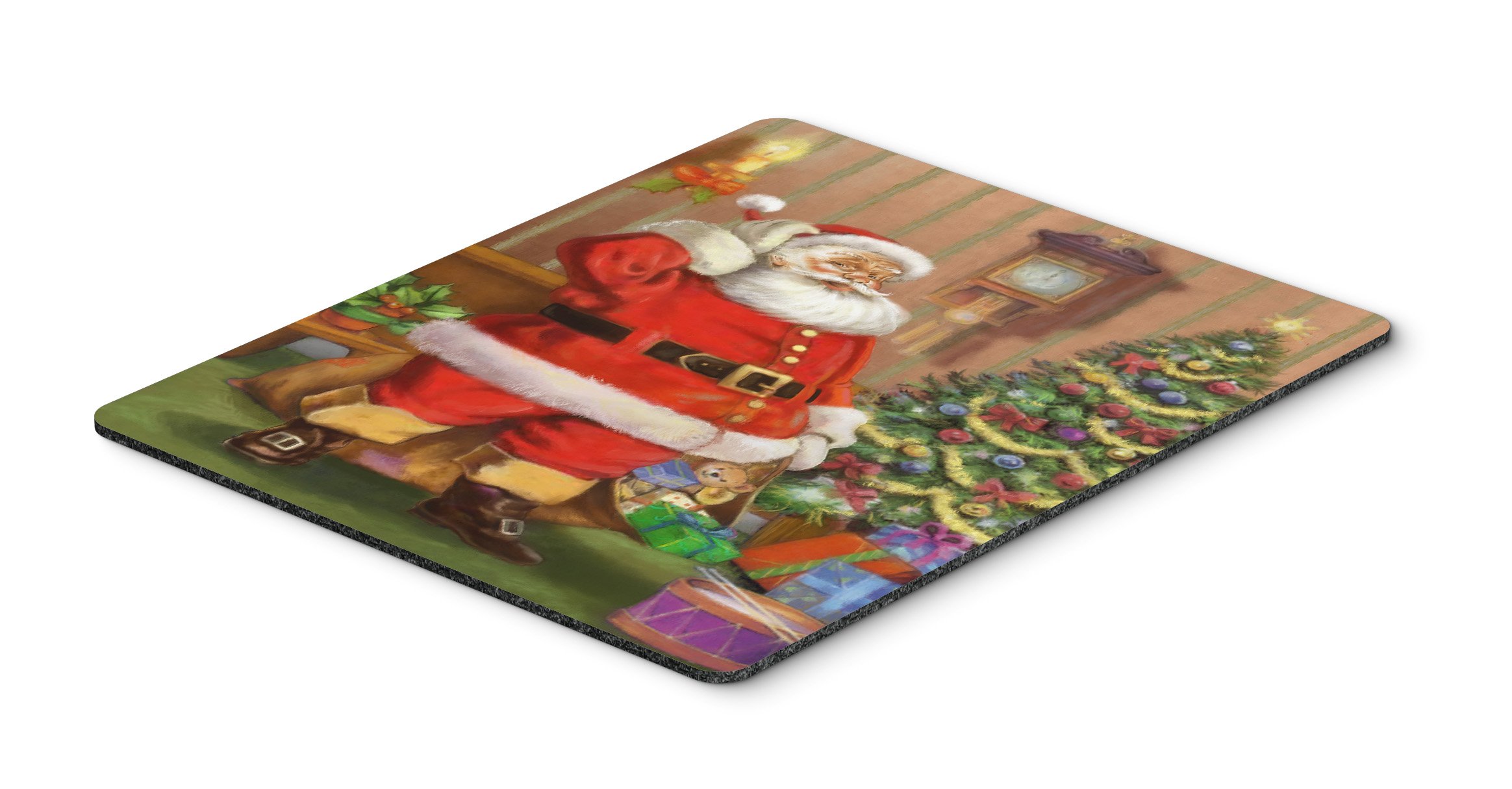 Christmas Santa by The Tree Mouse Pad - Large Washable Desk Mat for Home Office, Gaming & Computer Use | Non-Slip Hot Pad & Trivet | Perfect Holiday Gift for Work & Decor
