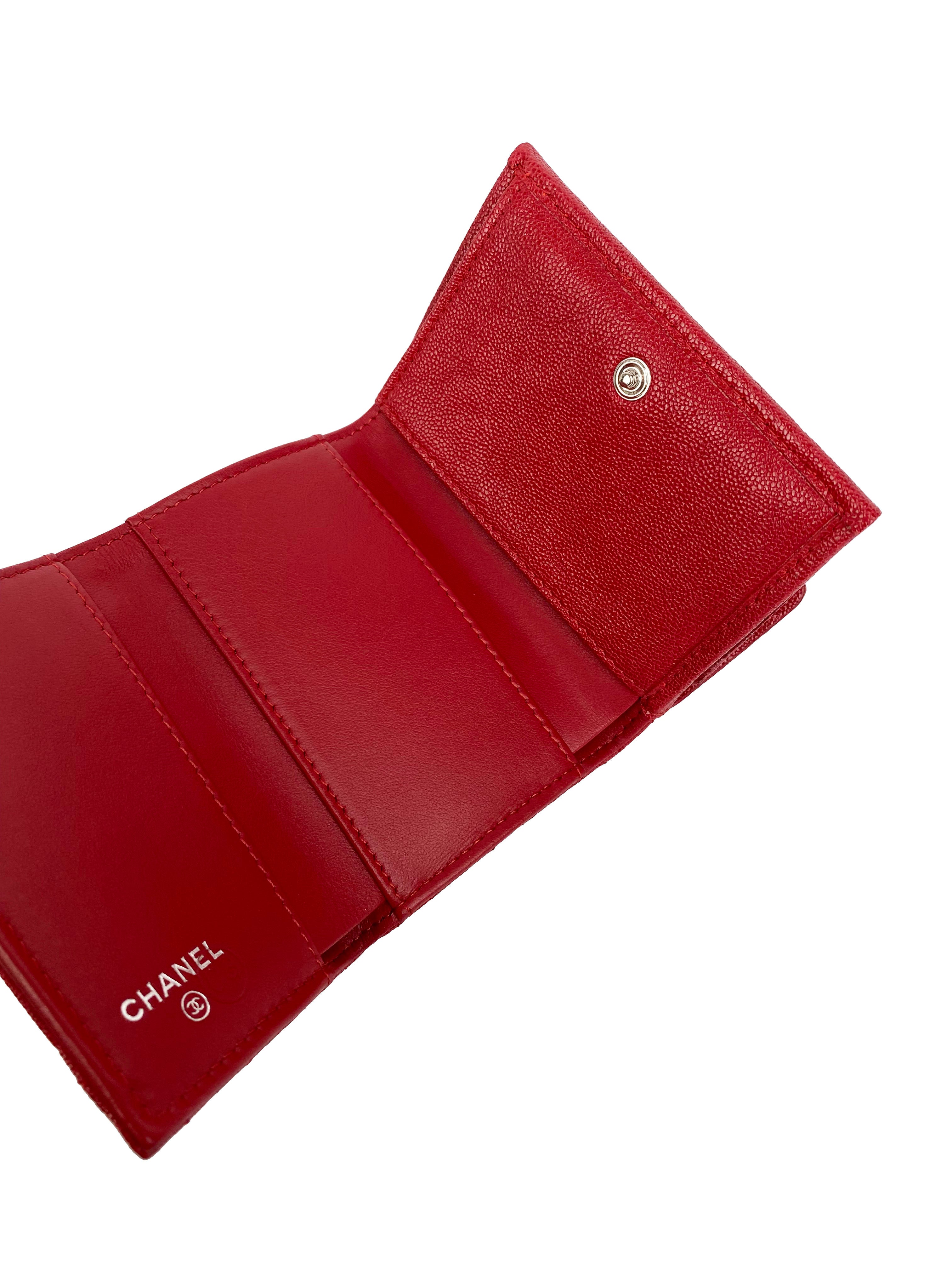 Chanel Red Boy Compact Wallet - Luxury Leather Wallet for Women, Small Crossbody Bag with Chain Strap, Perfect for Parties & Night Out