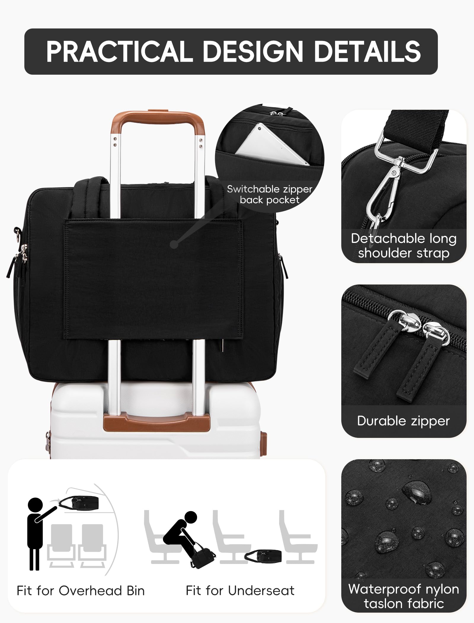 CLUCI Women's Puffer Duffel Bag - Waterproof Business Travel & Weekender Carry On with Shoe Compartment & Laptop Sleeve | Perfect for Overnight Trips, Gym, Work & Weekend Getaways