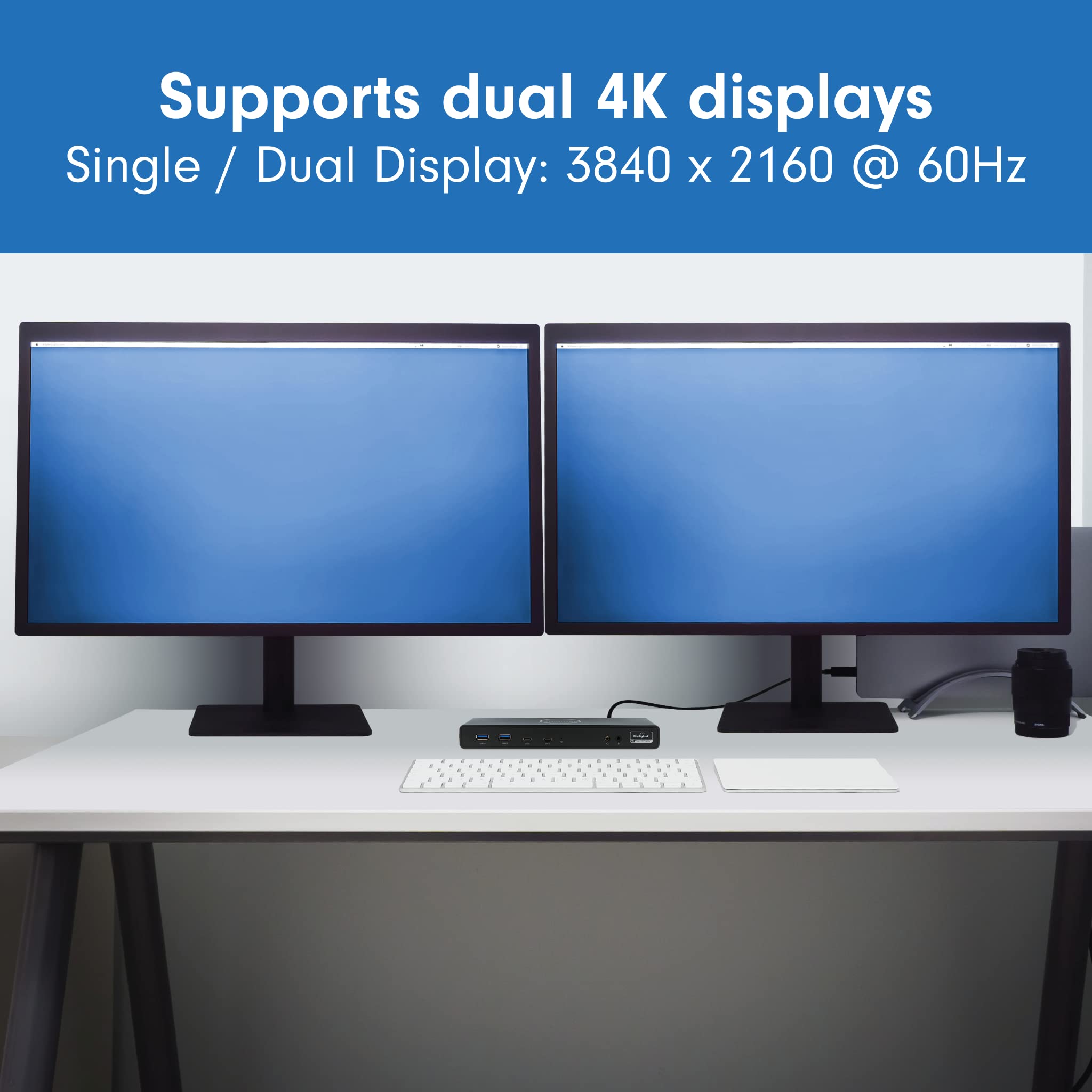 VisionTek VT4510 Universal USB Dual Monitor Docking Station with 2x HDMI & 2x DisplayPort - 100W Power Delivery, 4x USB-A & 2x USB-C Ports, Audio Jack & Ethernet - Compatible with Windows, MacOS & ChromeOS - Perfect for Home Office, Remote Work & Multi-Screen Productivity