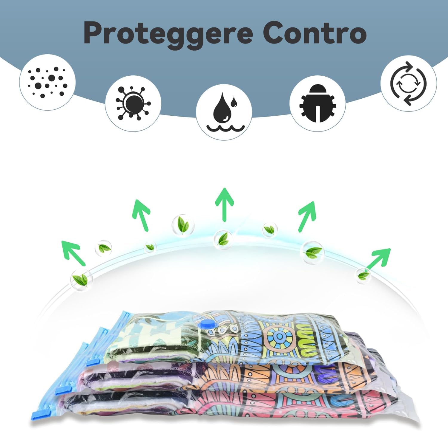 LKV Vacuum Storage Bags for Clothes, Duvets & Bedding - 10 Pack (5 Large/5 Medium) with Air Pump - Space Saving Solution for Travel, Moving & Home Organization
