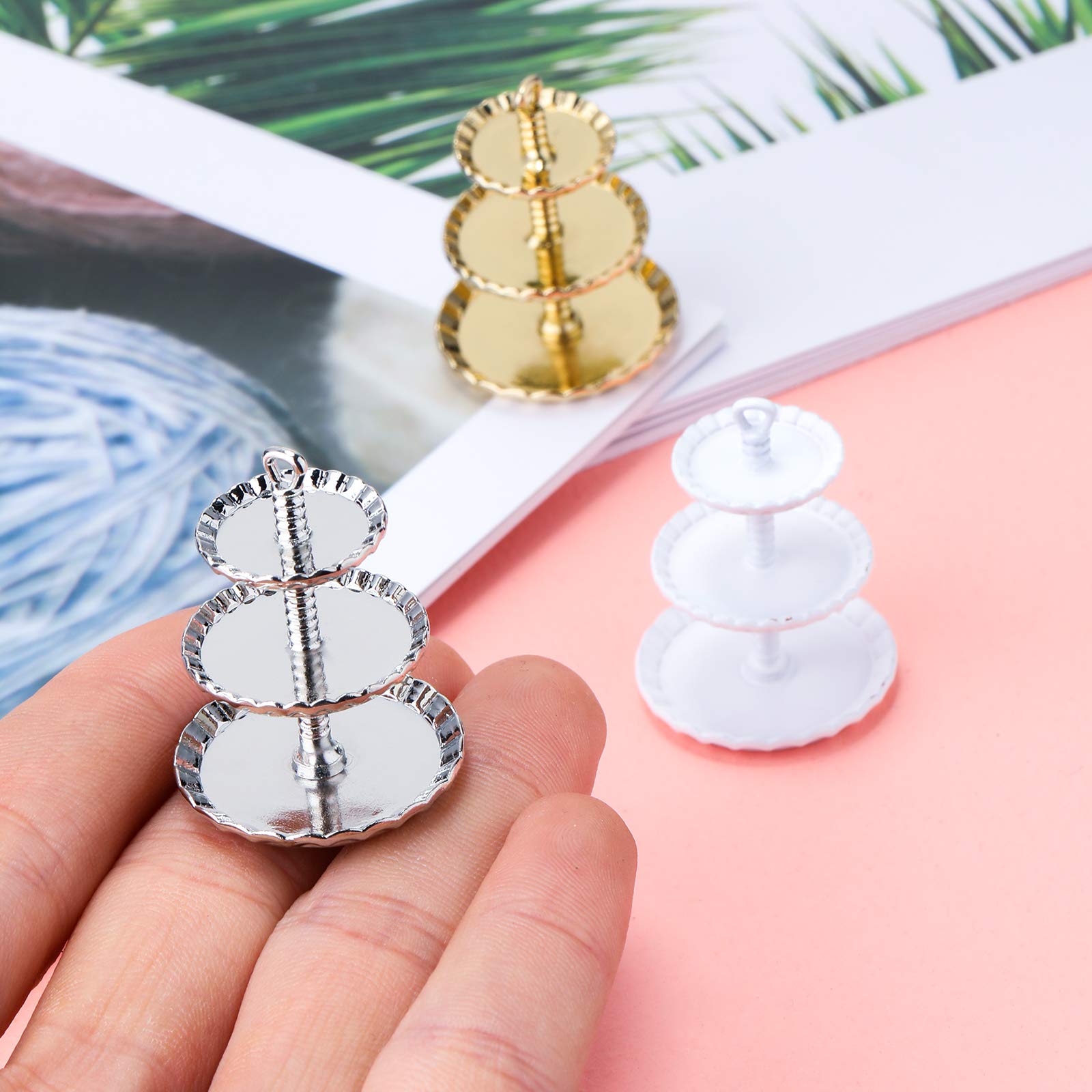 1/12 Scale Miniature 3-Tier Cupcake Stand - Alloy Round Dessert Display Tower for Dollhouse Kitchen Decor (3-Piece Set) - Perfect for 1/12 Dollhouse Accessories, Doll Playsets & Miniature Food Displays - Ideal for Tea Parties, Baking Scenes & Dollhouse Kitchen Setups
