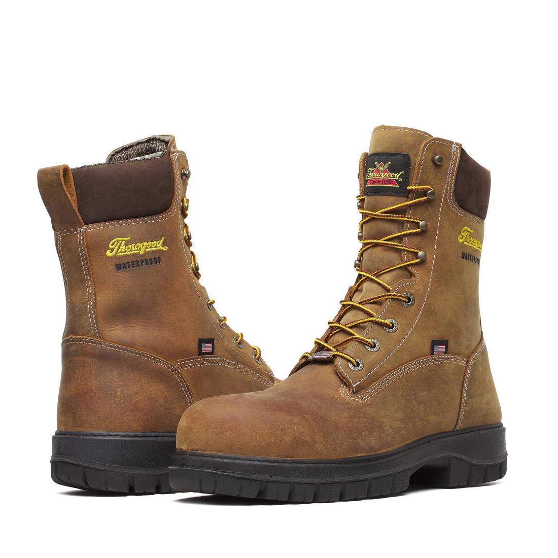 Genesis Series 8 Nano Toe Waterproof Work Boots for Men - Chestnut Brown - Slip Resistant Safety Shoes for Construction, Hiking & Outdoor Work