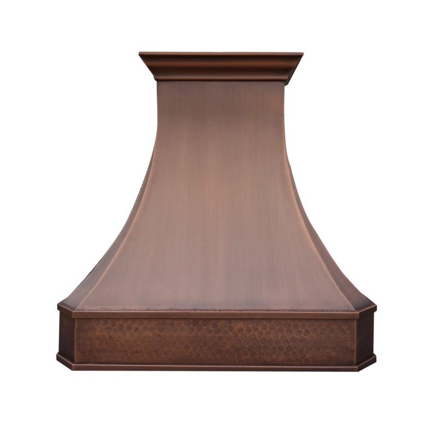 Vintage Copper Custom Curved Range Hood - Handcrafted Kitchen Ventilation with Antique Finish | Perfect for Farmhouse, Rustic & Industrial Style Kitchens