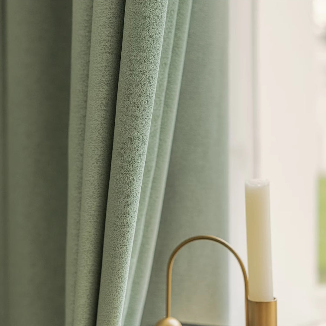Vera Sage Green Blackout Thermal Insulated Curtains for Bedroom & Living Room - Noise Reducing, Energy Saving, Custom Size, Home Decor
