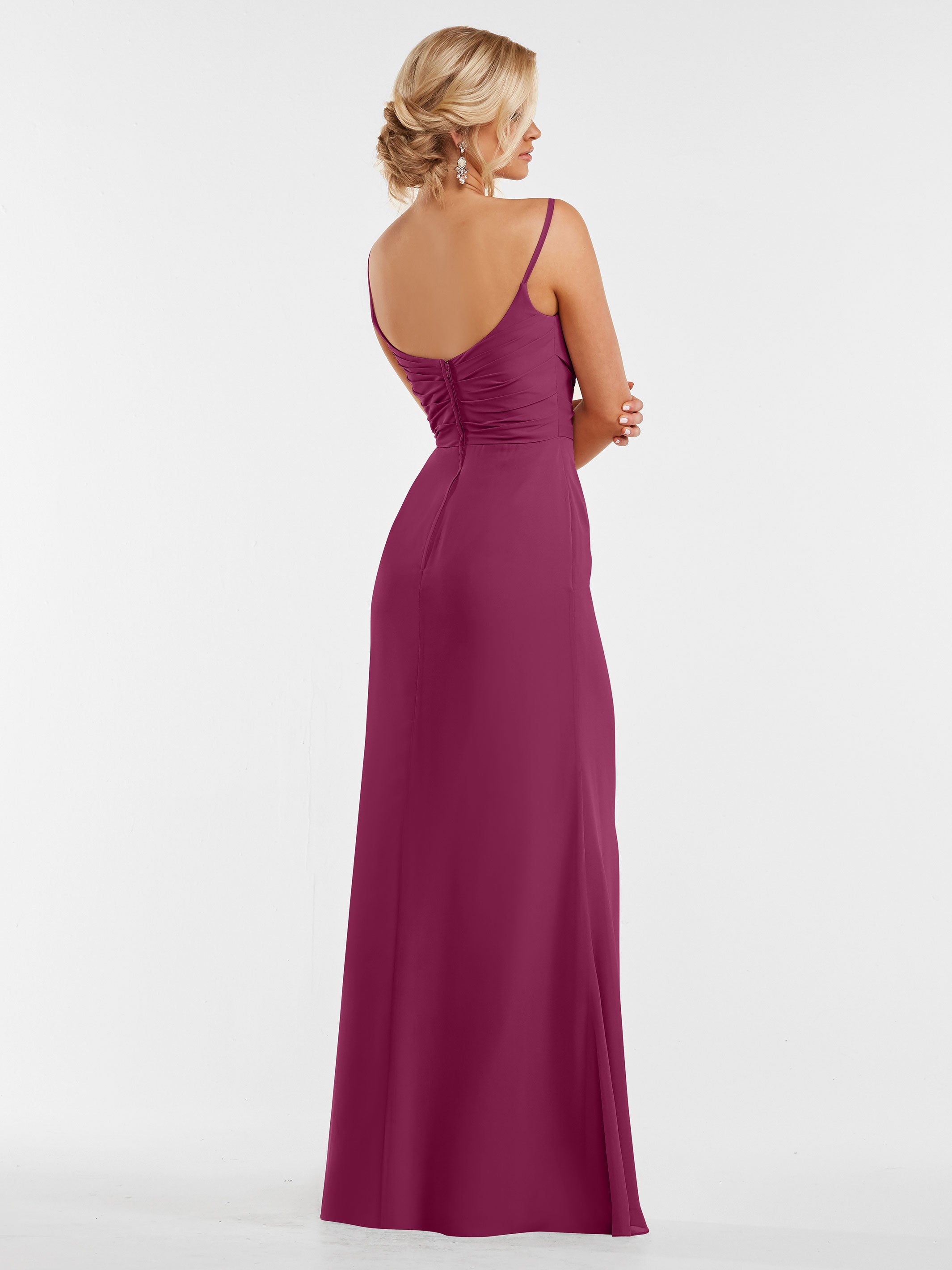 Elegant 80169 Chiffon Sheath Bridesmaid Dress with Pleated Bodice - Perfect for Weddings, Formal Events & Special Occasions