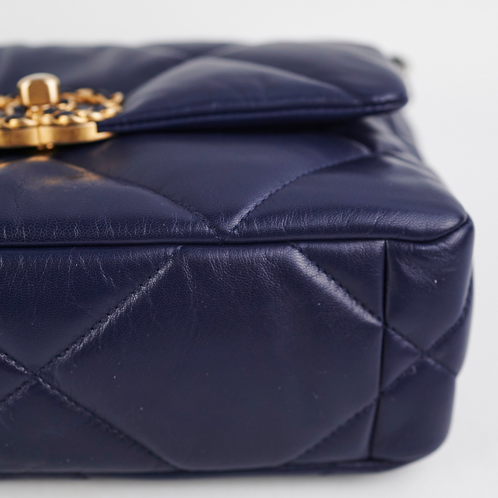 Chanel 19 Small Navy Blue Leather Crossbody Bag - Luxury Designer Handbag for Women | Perfect for Date Night, Office & Everyday Use