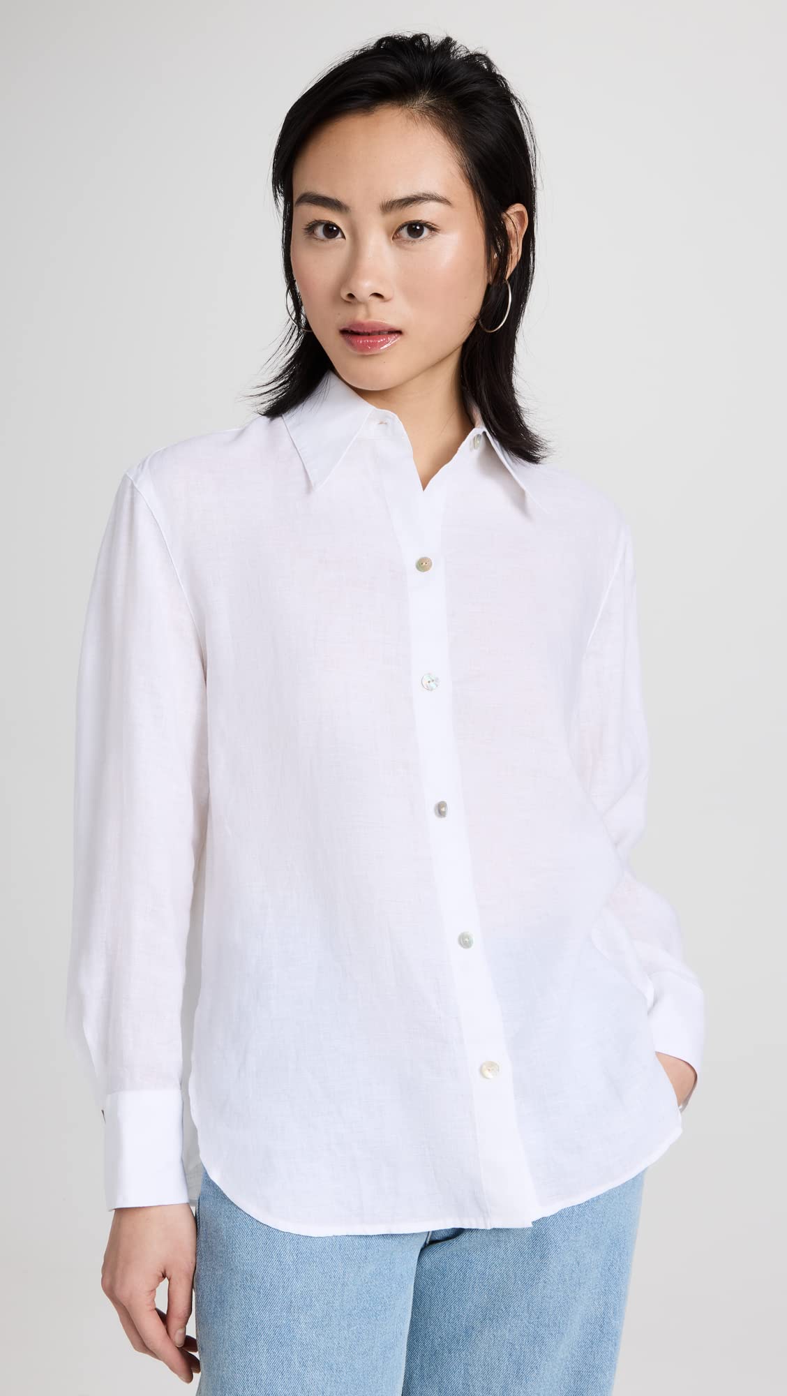 Vince Women's Relaxed Fit Long Sleeve Button Down Shirt - Soft Cotton Casual Shirt for Work, Office & Everyday Wear