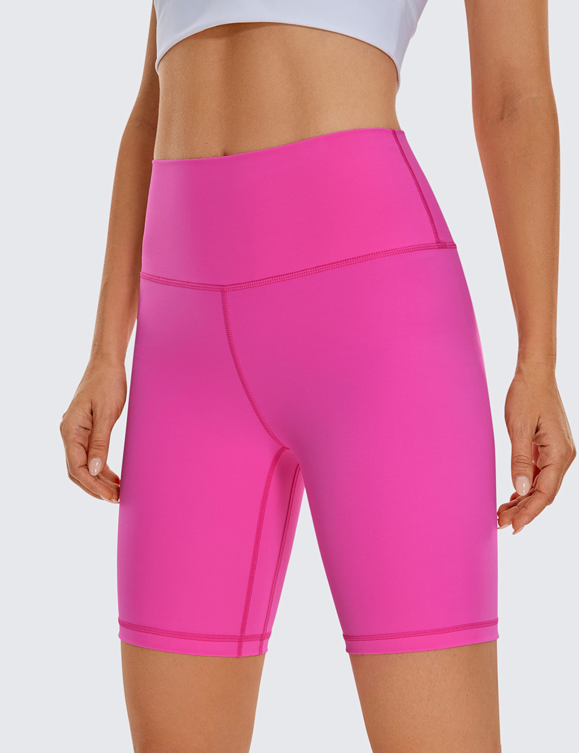 CRZ YOGA Women's High Waist 8'' Biker Shorts - Naked Feeling Workout & Gym Spandex Shorts for Yoga, Running, Cycling & Lounge Wear