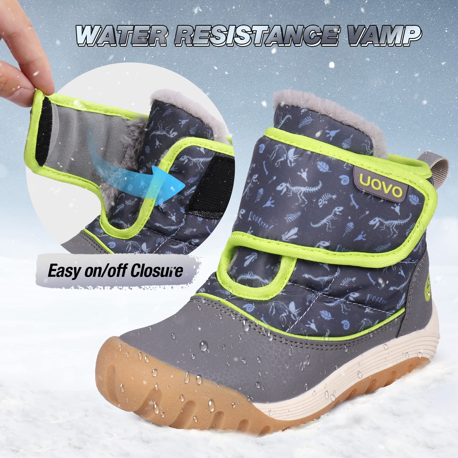 **Boys' Winter Snow Boots - Waterproof Slip-Resistant Fur Lined Ankle Boots for Toddler, Little Kid & Big Kid - Outdoor Sports & Walking Shoes for Cold Weather Play**