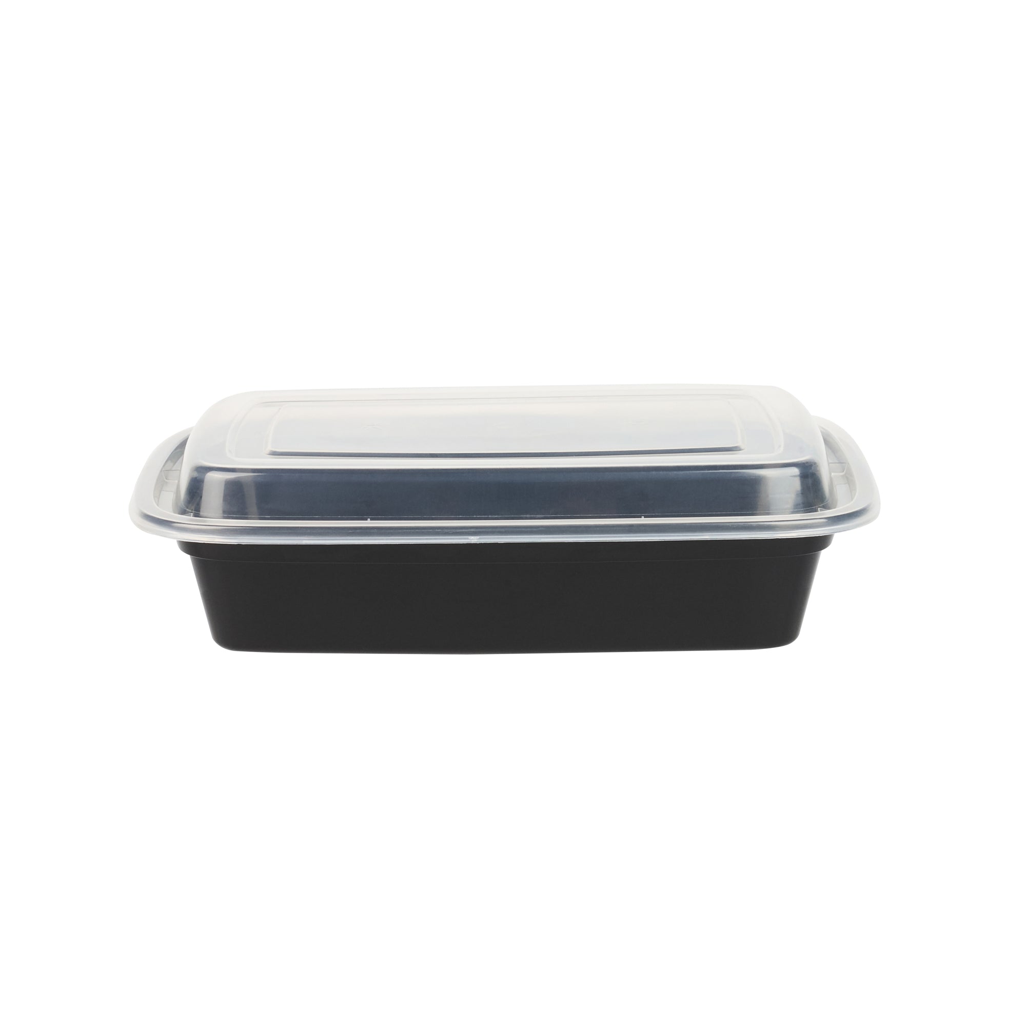 24 oz Black Rectangle Plastic Food Storage Containers with Clear Lids - 50 Pack, Microwave Safe To-Go Boxes (8