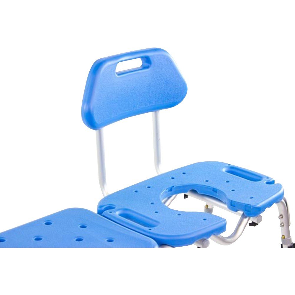 Platinum Health Bath Transfer Bench with Cutout Shower Seat - Adjustable Height Deluxe Shower Chair for Seniors & Elderly - All-Access Tub Transfer Seat with Removable Insert - Ideal for Safe Bathing & Showering Assistance (Blue)