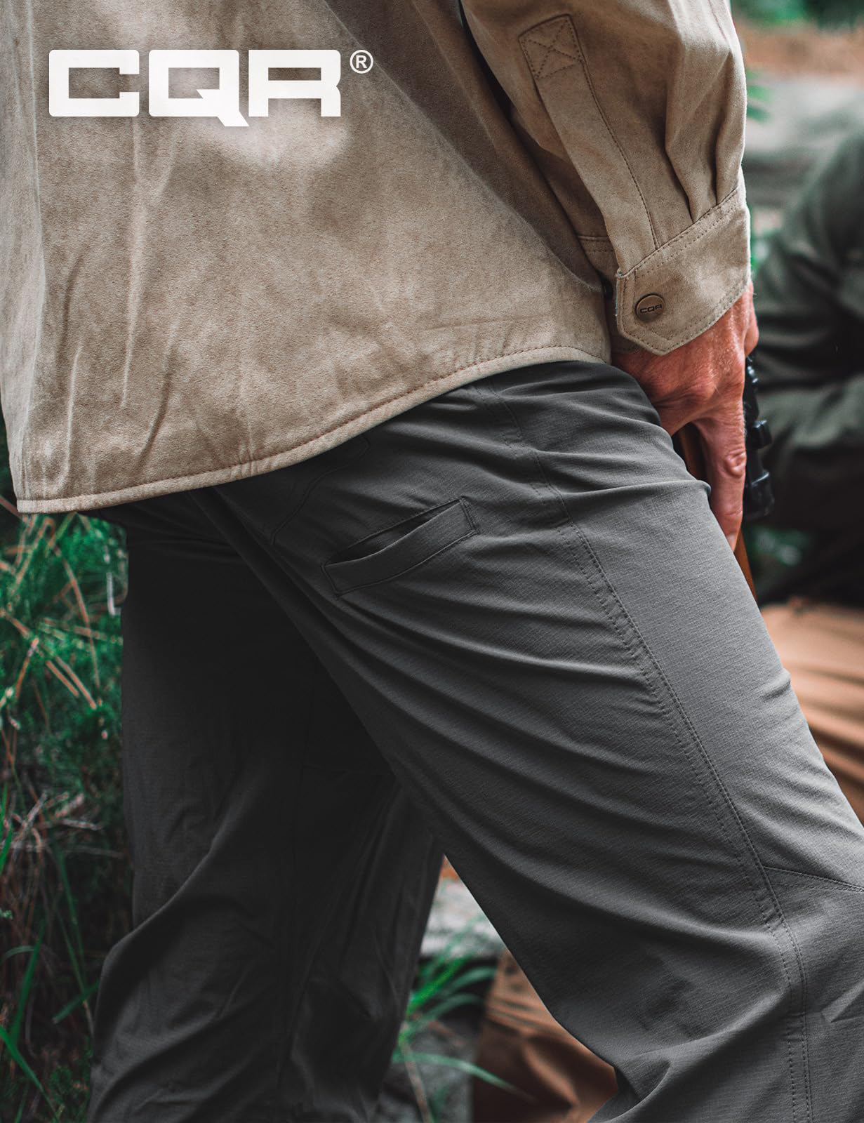 CQR Men's Quick Dry Lightweight Stretch Cargo Pants - Water Resistant Straight Fit Utility Work Pants for Hiking, Camping & Outdoor Activities