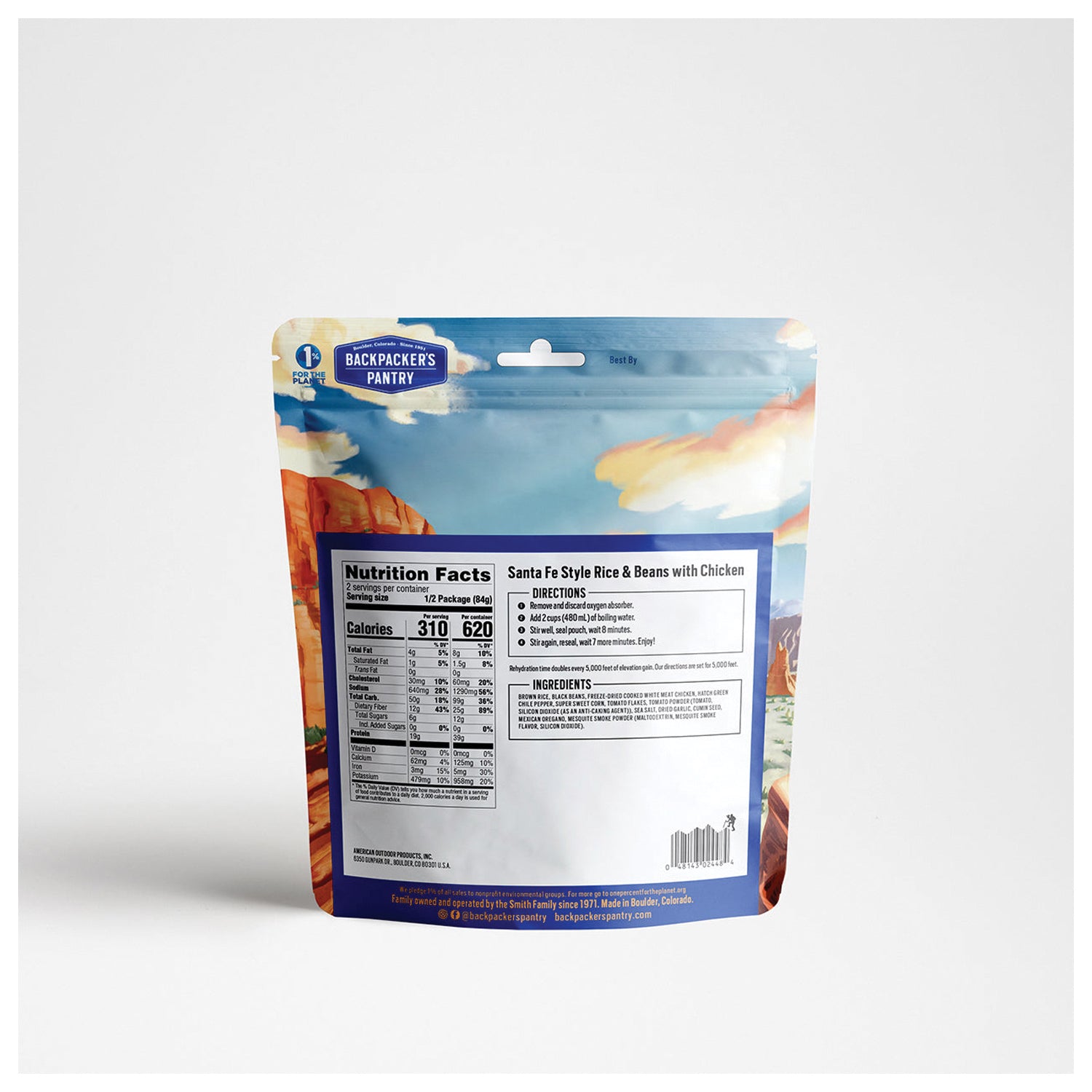 Backpacker's Pantry Santa Fe Rice and Beans with Chicken - 2 Servings | 340 Calories | Freeze-Dried Camping Meal for Hiking, Backpacking & Emergency Preparedness