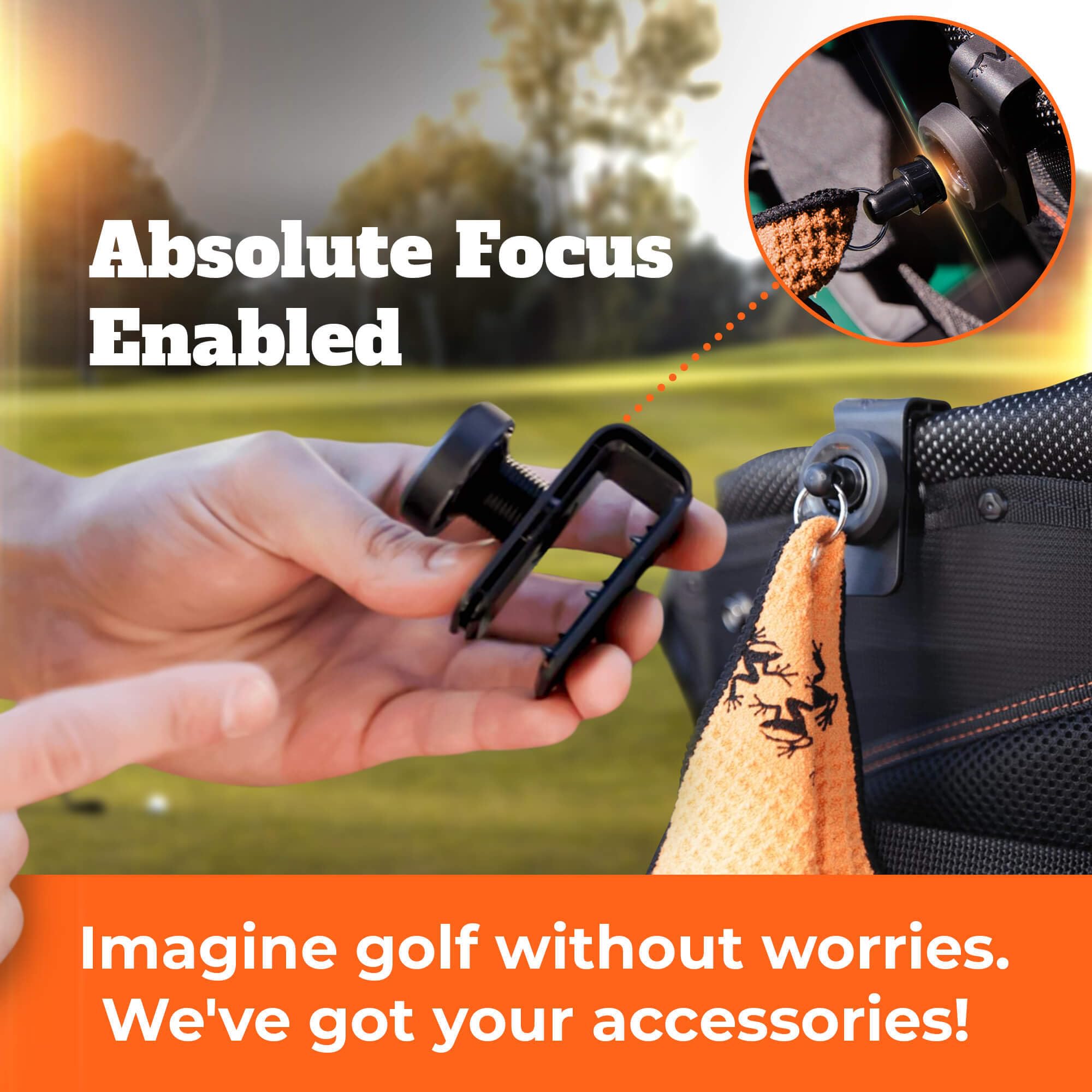 Frogger Golf Bag Latch-It Magnetic Accessory Attachment System - Secure Clip for Golf Towels, Brushes, Rangefinders & More | Perfect for Golf Course, Driving Range & Outdoor Training