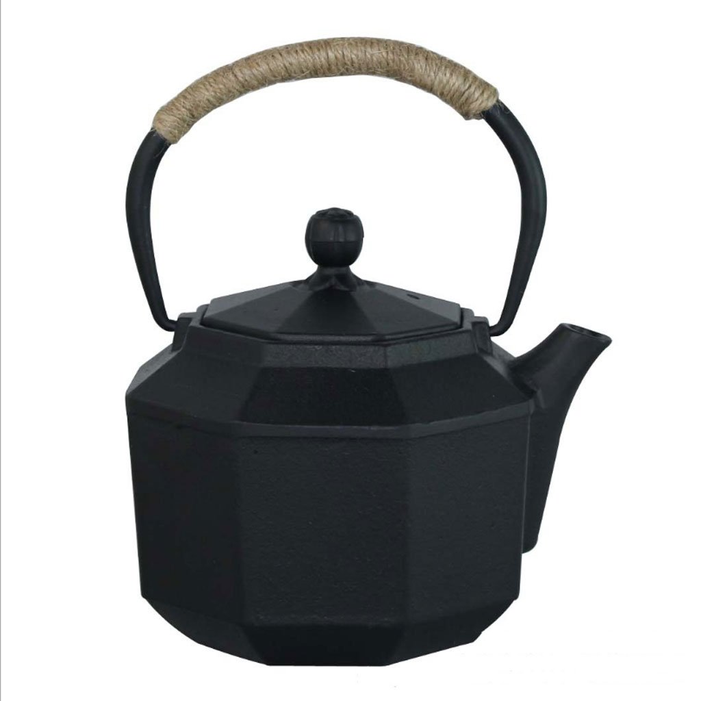 Premium Handmade Cast Iron Kettle with Copper Lid - 800ml (2kg) Uncoated Healthy Tea Pot - Perfect for Tea Ceremonies, Home Brewing & Rustic Kitchen Decor (Black)