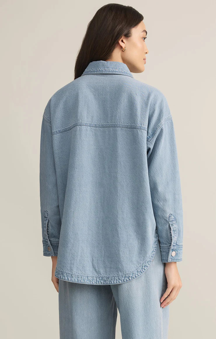 Z Supply All Day Luxe Soft Denim Jacket for Women - Lightweight Comfortable Denim Jacket with Stretch, Perfect for Casual Outfits & Layering in Spring/Fall