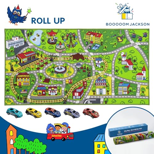 Green Train and Car Mat Roll Packaging