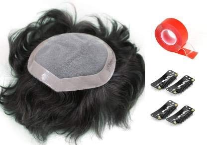 Premium 100% Human Hair Toupee for Men & Women – Natural Black 10x8 Hair Patch with Double-Sided Tape & Clips | Hair Loss Solution | Reusable Wig for Thinning Hair | Perfect for Daily Wear, Special Occasions & Confidence Boosting