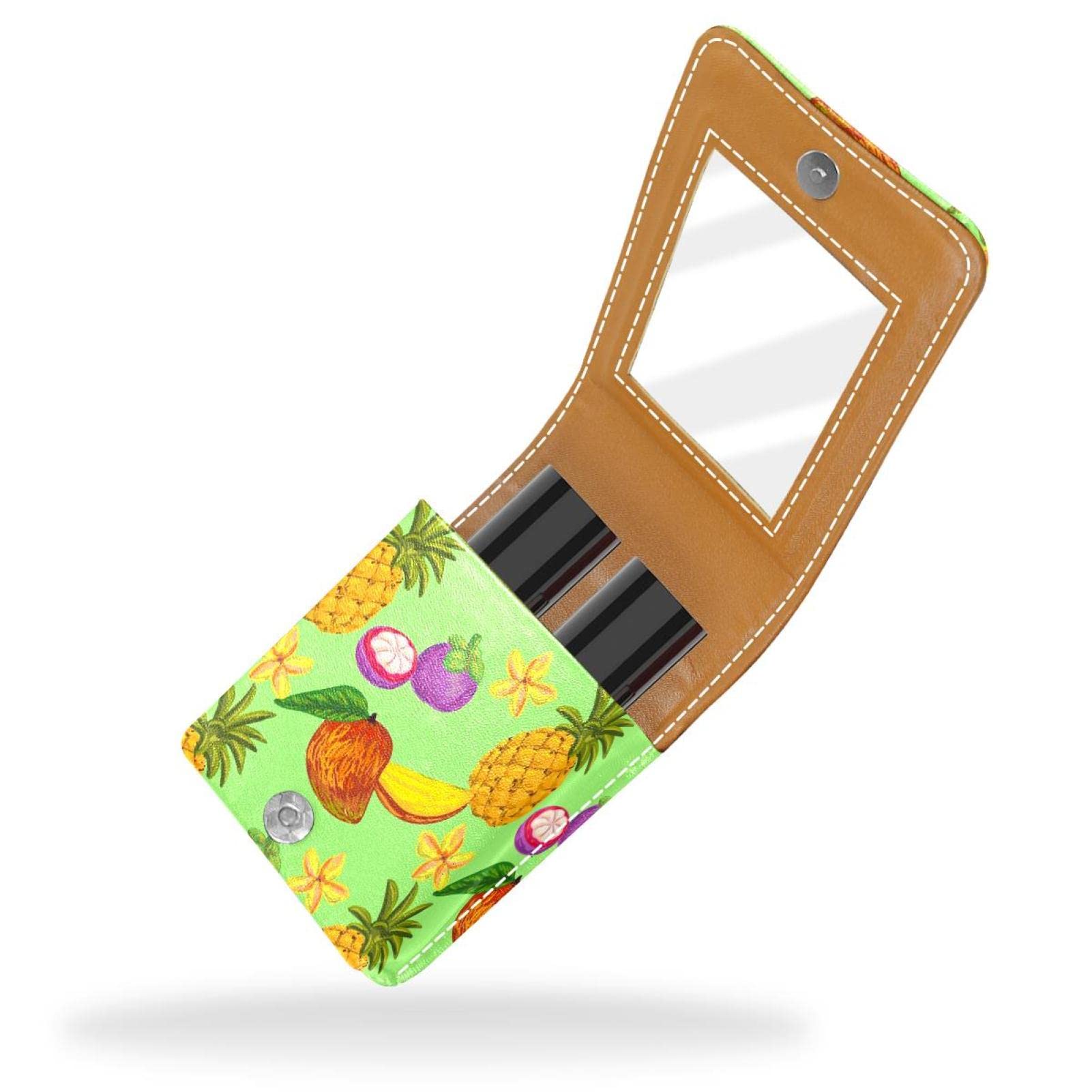 Personalized Lipstick Case - Portable Makeup Bag & Cosmetic Pouch Organizer with Tropical Pineapple Mango Design | Perfect for Travel, Daily Use & Gift Giving