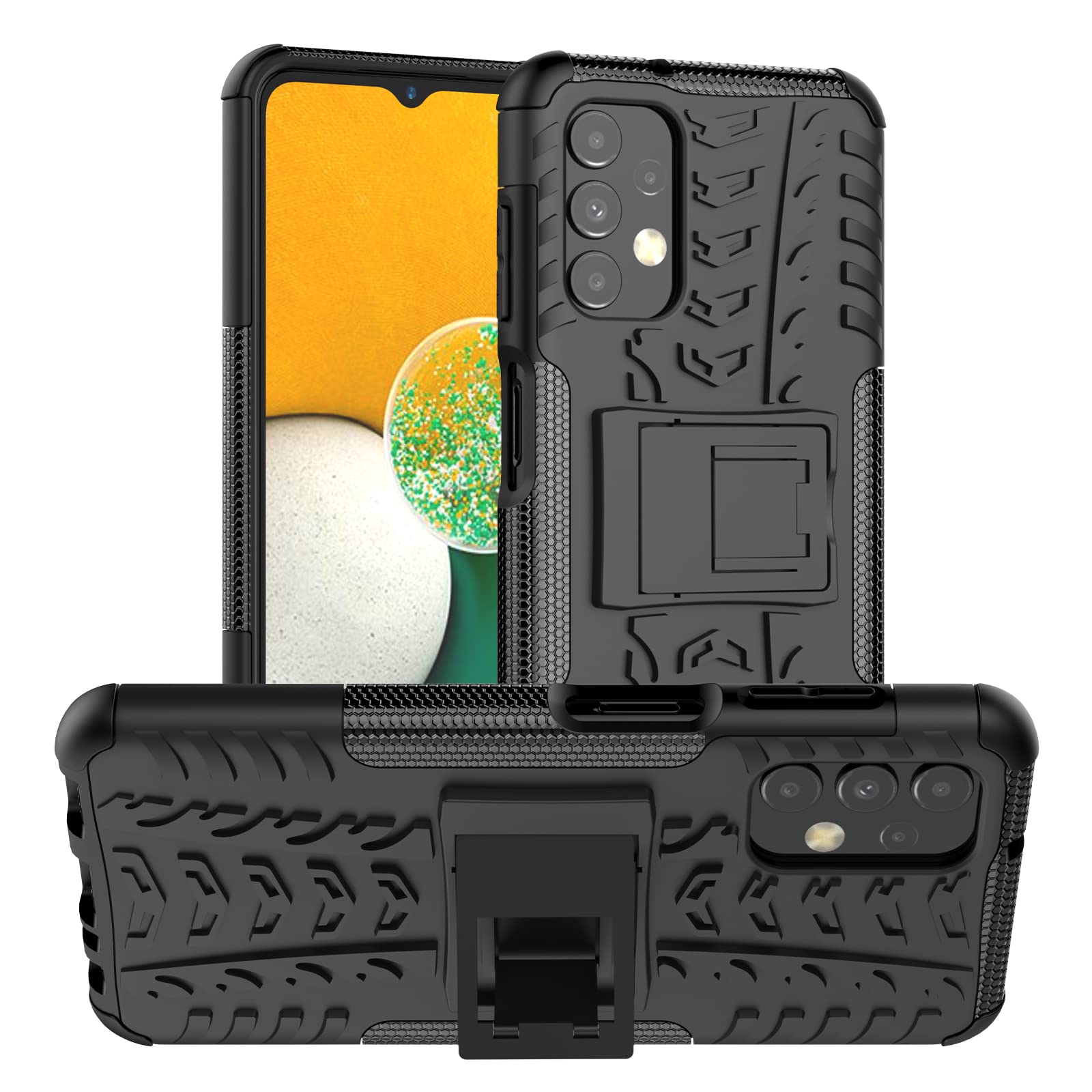 Shockproof Samsung Galaxy A13 4G Case with Kickstand - Dual Layer PC+TPU Protective Cover for Samsung A13 4G (KUI Black) | Perfect for Outdoor Activities, Work & Daily Use