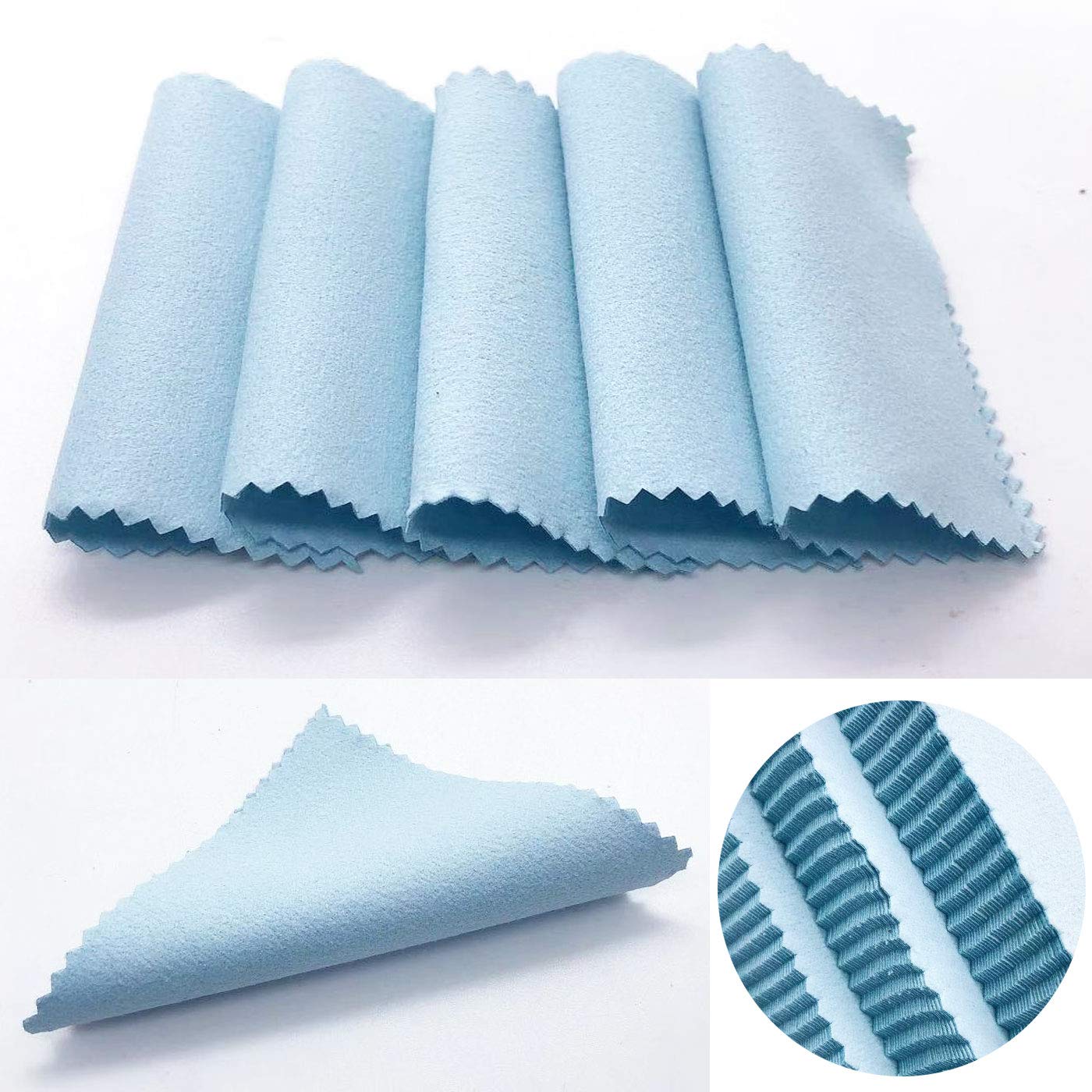 Luckkyme 100-Piece Jewelry Cleaning Cloth Set - Premium Polishing Cloths for Sterling Silver, Gold, Platinum, Watches & Eyeglasses - Blue - Perfect for Home Jewelry Care & Professional Cleaning Kits