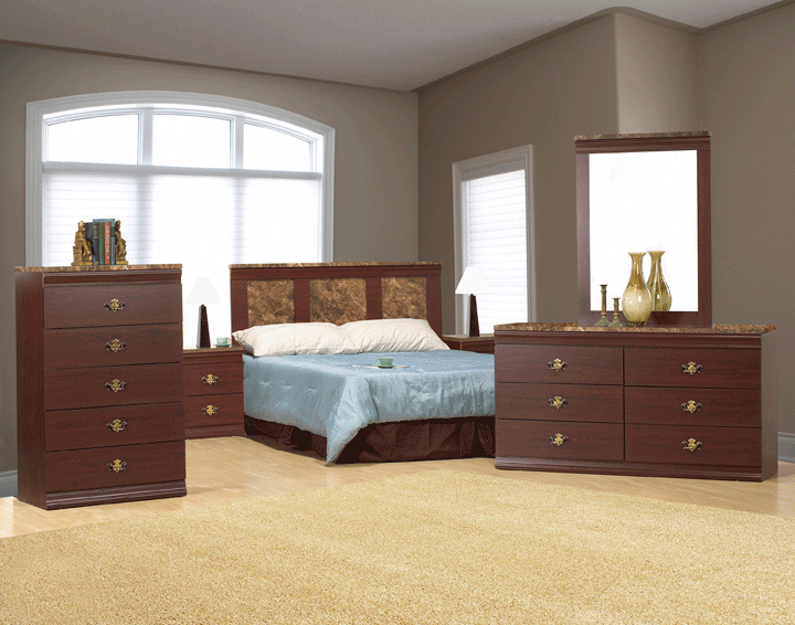 Cherry & Donna Marble Bedroom Set - Queen, King & Full Size Options | 100% Canadian Made Solid Wood Furniture | Model NB54 | Perfect for Master Bedrooms & Guest Rooms