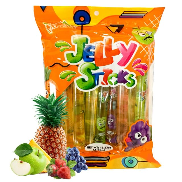 Apexy Jelly Straws - Assorted Fruit Flavored Jelly Filled Strips - 15.23oz (432g) TikTok Viral Candy - Perfect for Parties, Snacking & Social Media Sharing