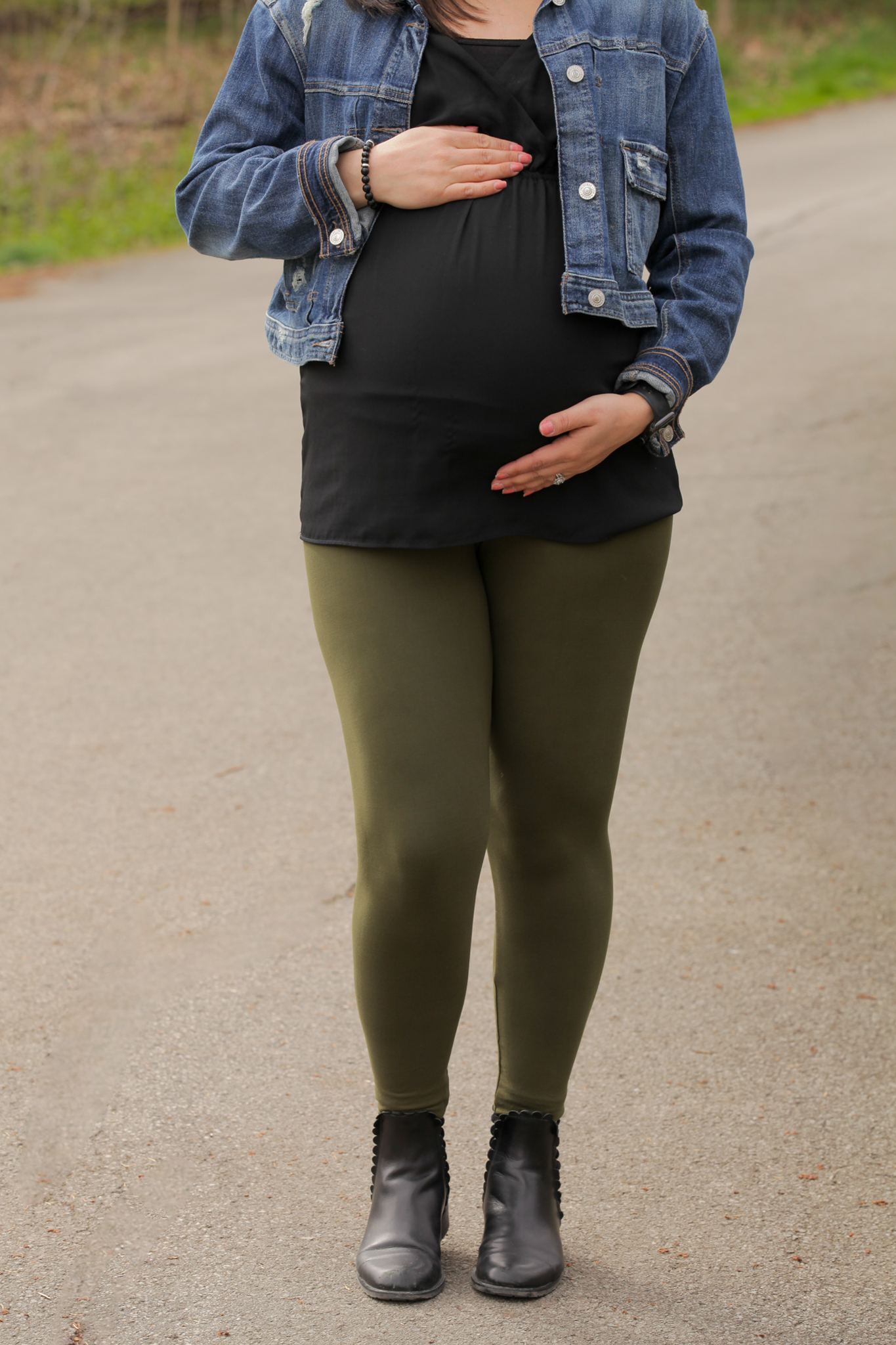 Olive Green Maternity Leggings - Stretchy Pregnancy Yoga Pants for Women - Perfect for Prenatal Workouts, Lounge & Everyday Comfort