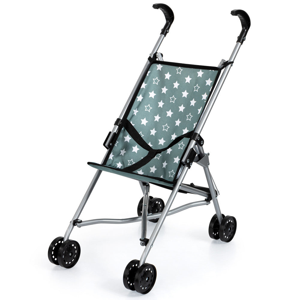 Bayer Design Doll Umbrella Stroller for Toddlers - Lightweight Compact Baby Stroller with Green & White Star Pattern, Foldable Travel Stroller for Girls & Boys Age 3+ | Perfect for Shopping, Travel & Outdoor Walks