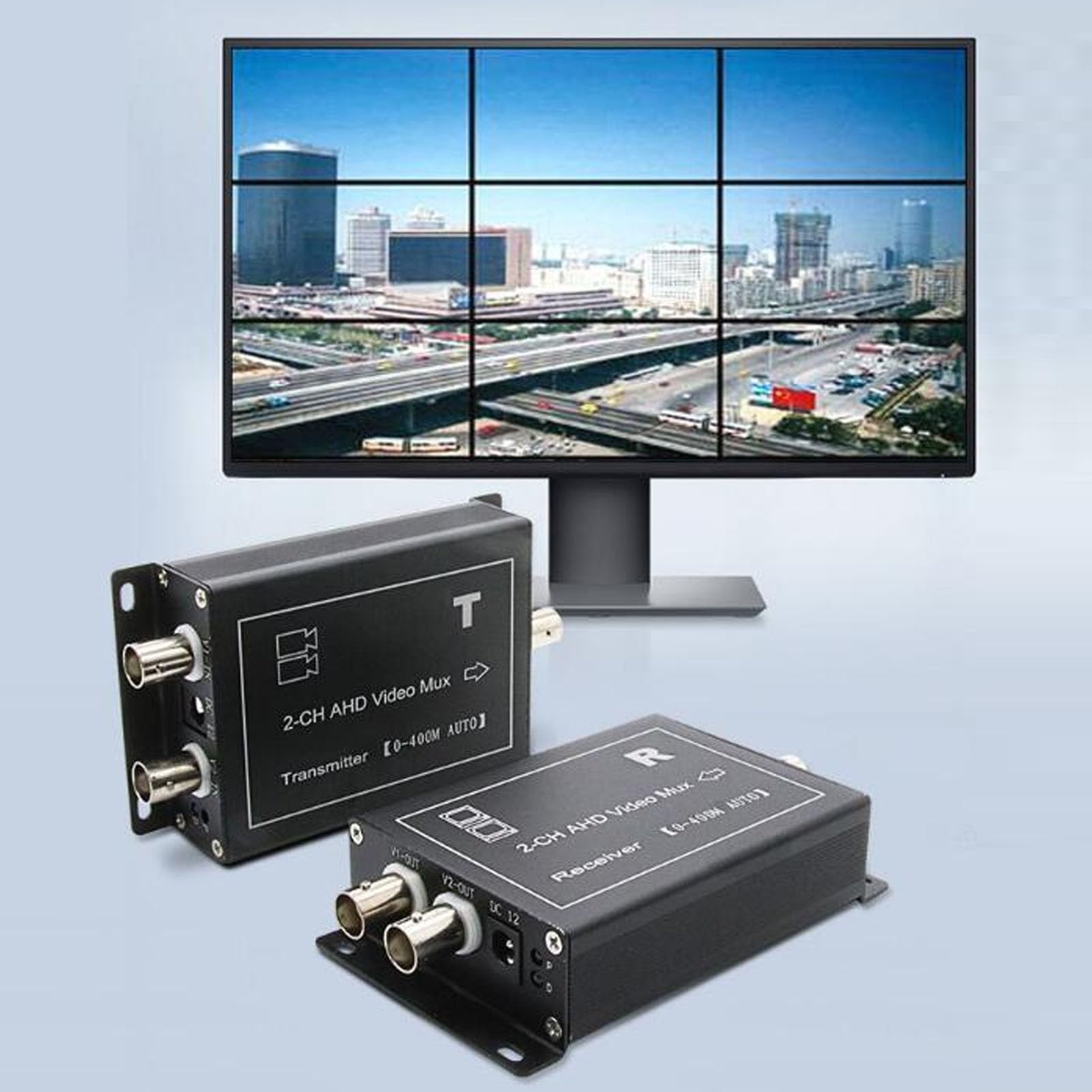 2-Channel 400m AHD/CVBS Video Multiplexer - Hot Swap for Security Cameras