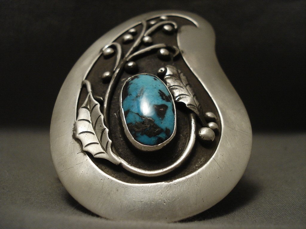 147 Gram Giant Vintage Navajo Bisbee Turquoise Native American Jewelry Silver Bracelet