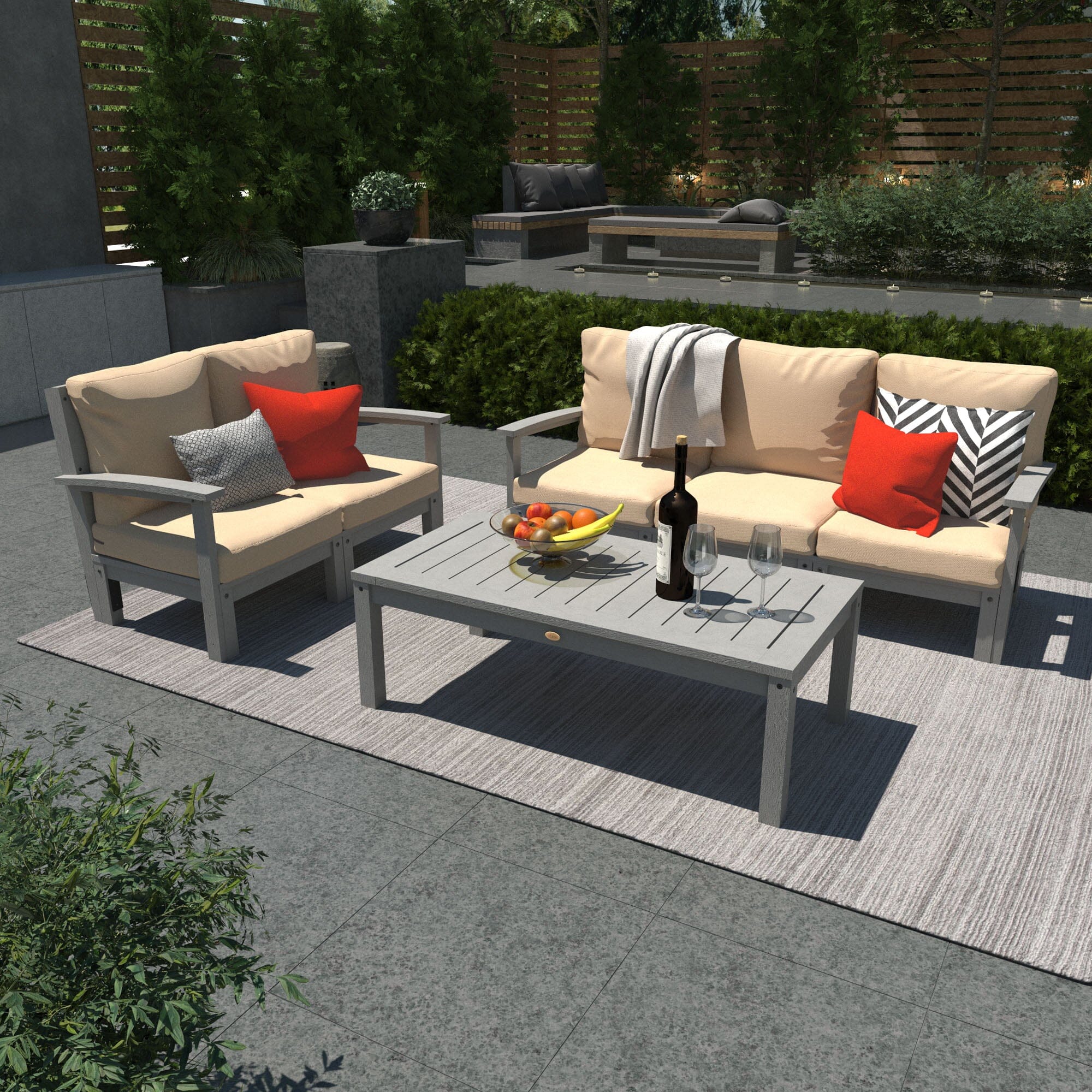 Custom Deep Seating Sofa Set - Loveseat & Conversation Table for Outdoor Patio, Garden, or Poolside Relaxation