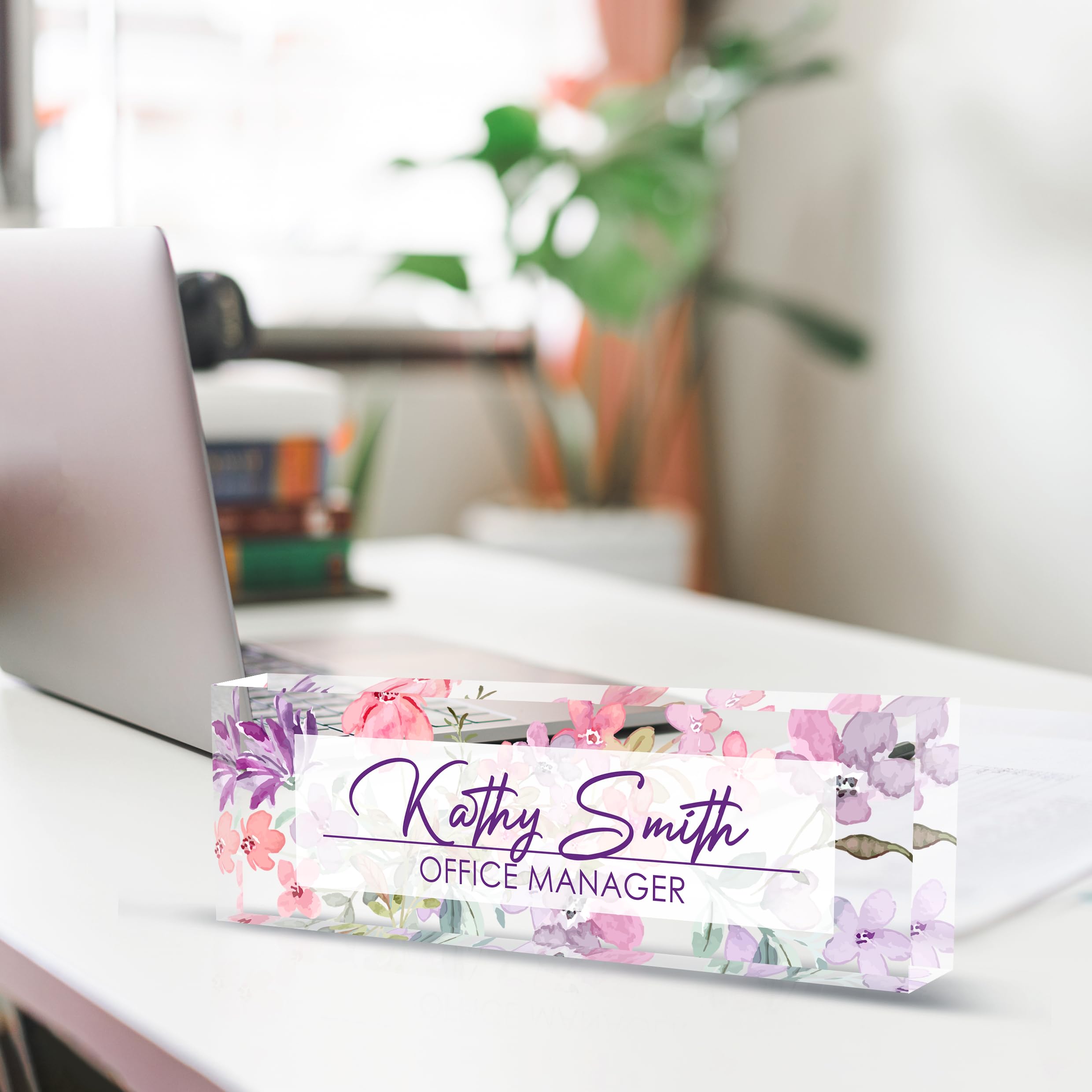 Custom Acrylic Desk Name Plate - Personalized Office Name Sign for Boss, Teacher, Coworkers & Employees - Perfect Office Desk Accessory & Professional Gift for Work, Retirement & Appreciation