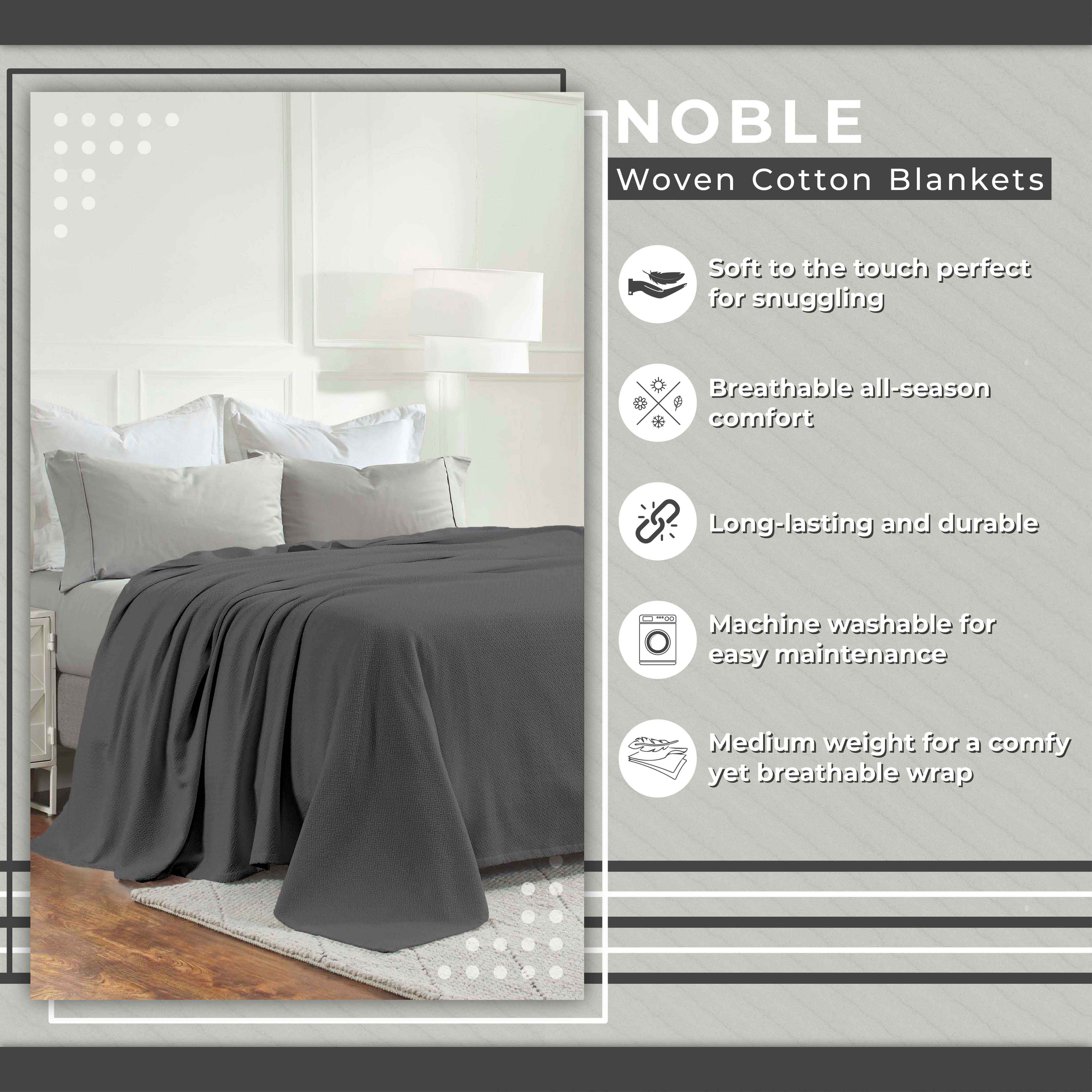 Premium Nobel Cotton Textured Chevron Lightweight Woven Blanket - Soft & Breathable Throw for Sofa, Bed, and Outdoor Picnics - Cozy Home Decor & Travel Companion