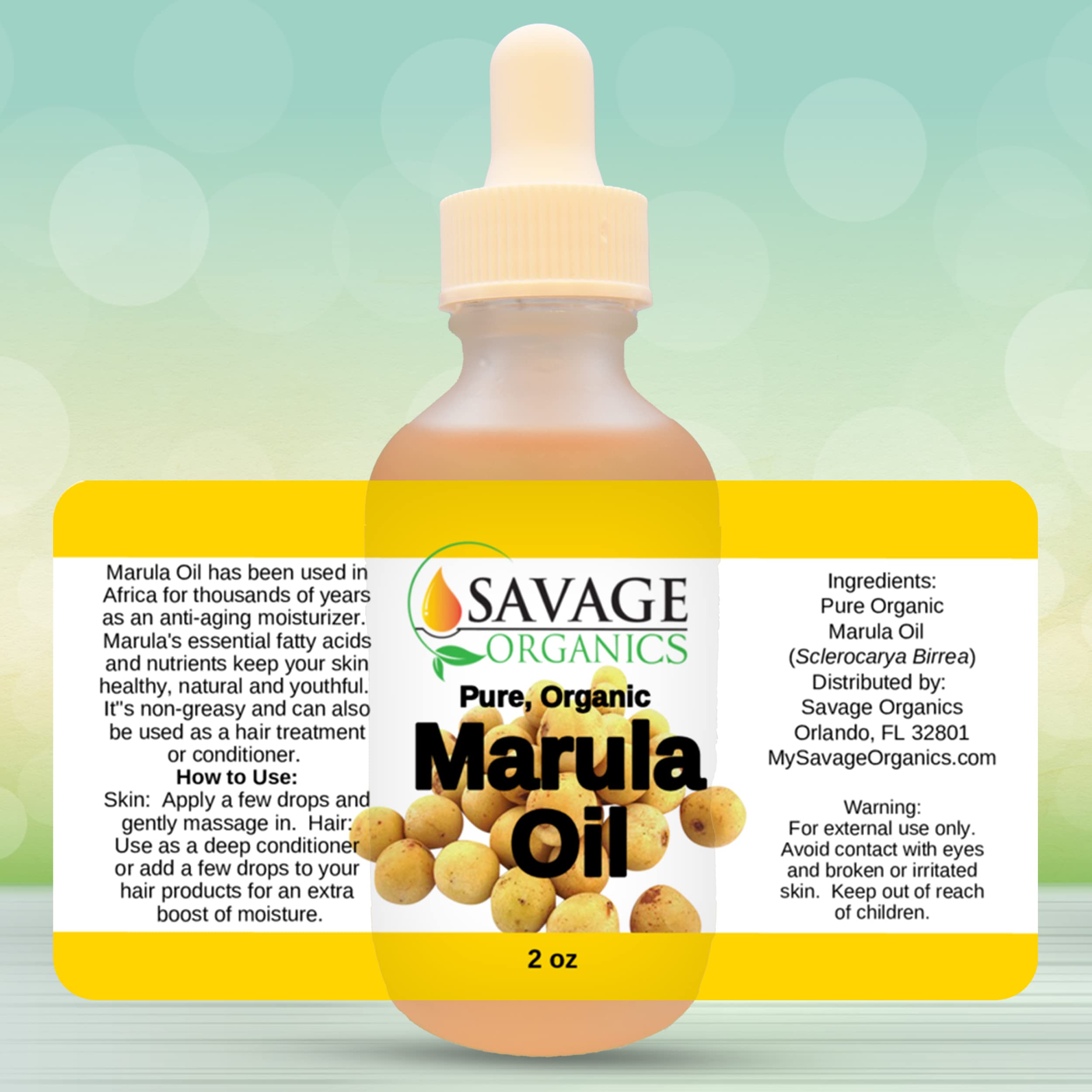 Organic Cold Pressed Marula Oil for Face & Hair - Premium 100% Pure Natural Facial Oil, 2 oz - Hydrates Skin & Strengthens Hair for Daily Beauty Routine