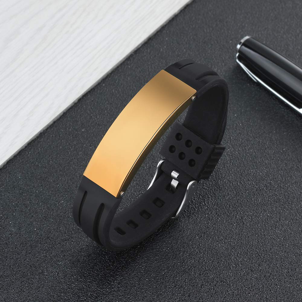 Adjustable Medical ID Bracelet for Women & Men - Custom Silicone Sport Wristband for Kids & Adults | Perfect for Allergies, Diabetes, Emergency Contact Info - Gym, Running, Hiking, Travel