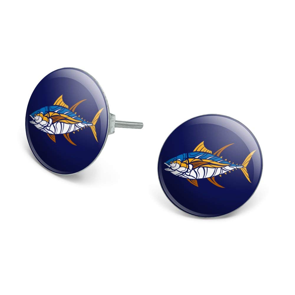 Stylish Silver Plated Tuna Fish Stud Earrings - Unique Novelty Jewelry for Women - Perfect for Casual Wear, Gifts & Themed Parties