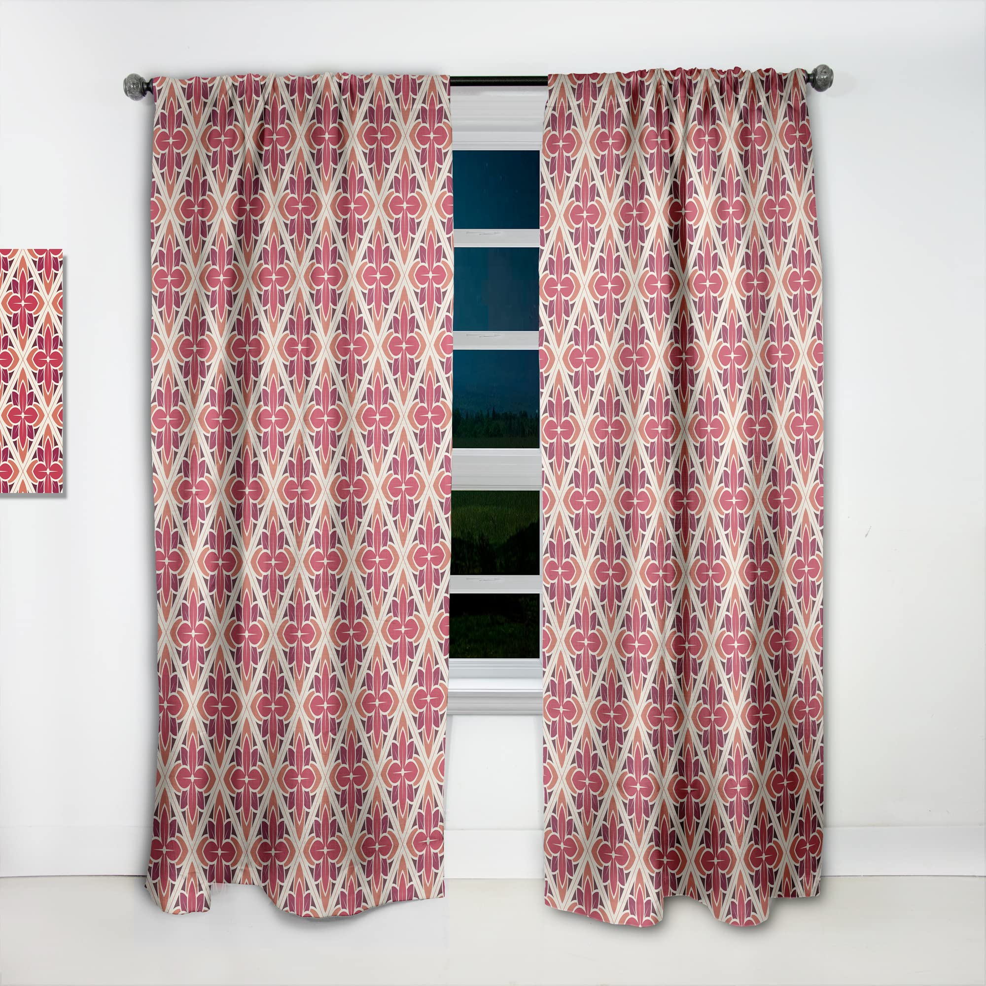 DesignQ Retro Floral Pattern VI Thermal Insulated Curtains - 52x108 Inch Single Panel for Bedroom & Living Room - Elegant Home Decor for Cozy Spaces & Energy Efficiency