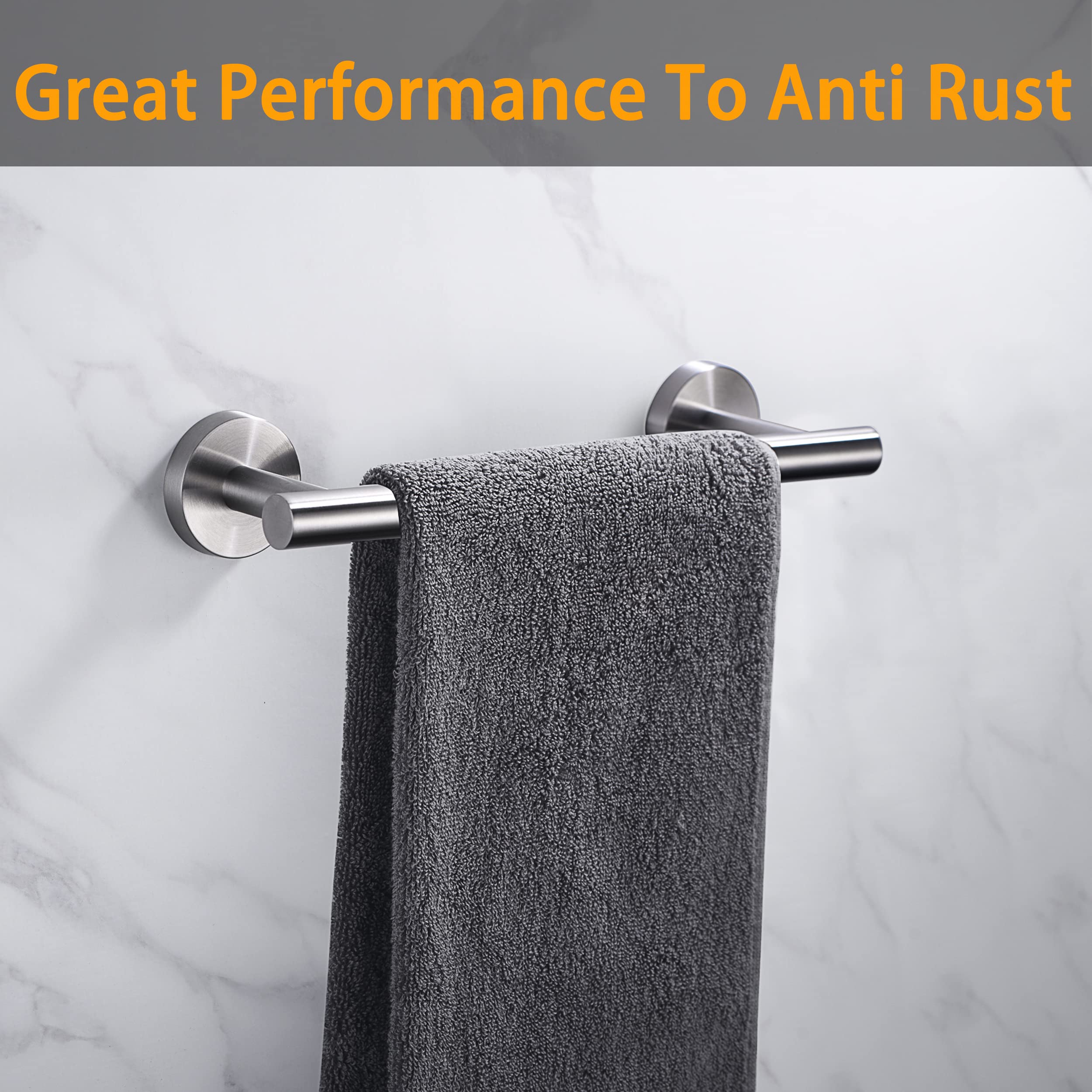 Nolimas 9 Inch Silver Stainless Steel Towel Bar - SUS 304 Brushed Nickel Wall Mounted Towel Rod Rack Holder for Bathroom, Kitchen, Living Room & Toilet - Rustproof & Durable - Perfect for Hanging Hand Towels, Washcloths & Bathrobes