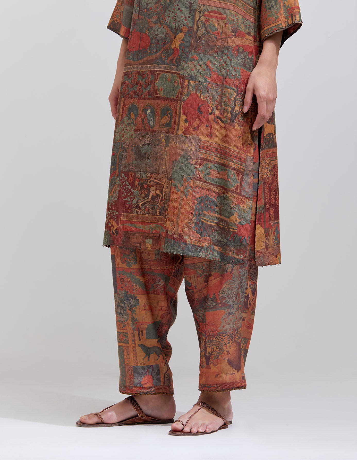 Aisha Salwar Kameez - Muga Silk Satin Fabric in Terracotta Color - Elegant Indian Ethnic Wear for Festivals, Weddings & Special Occasions