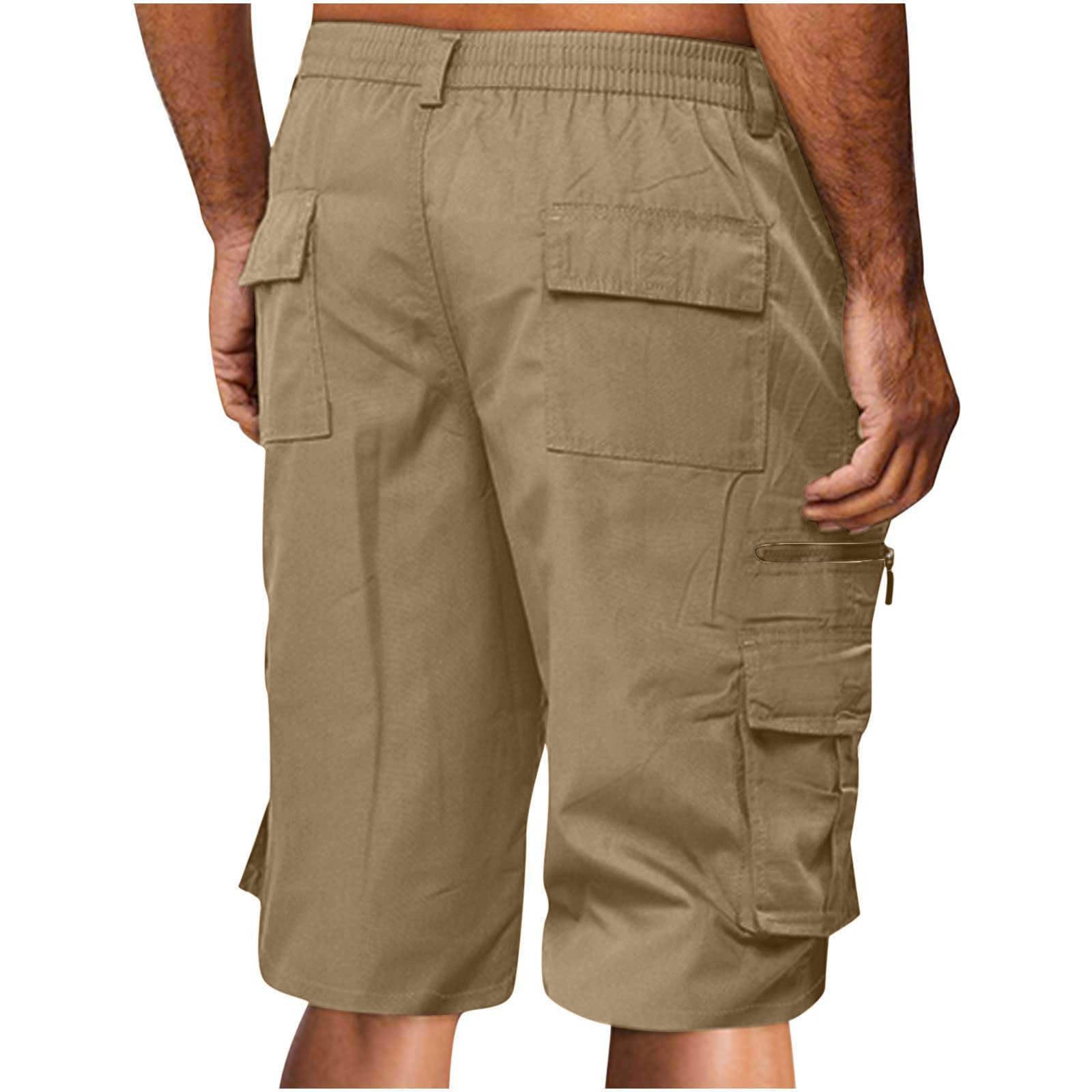 **Men's Lightweight Cargo Shorts with Elastic Waist - Big & Tall Summer Work Shorts with Multiple Pockets - Perfect for Outdoor Activities, Hiking, and Casual Wear**