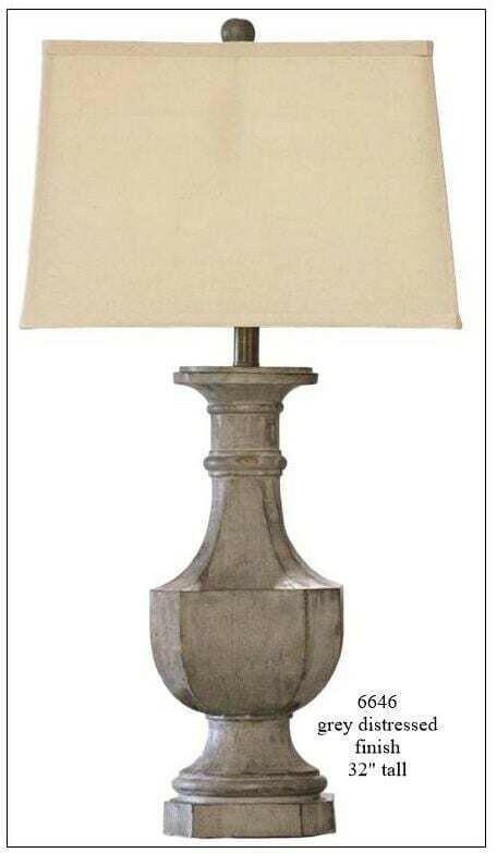 Vintage Grey Distressed Table Lamp - H&H Lamp 6646 for Living Room, Bedroom & Office Decor | Farmhouse & Industrial Style Lighting