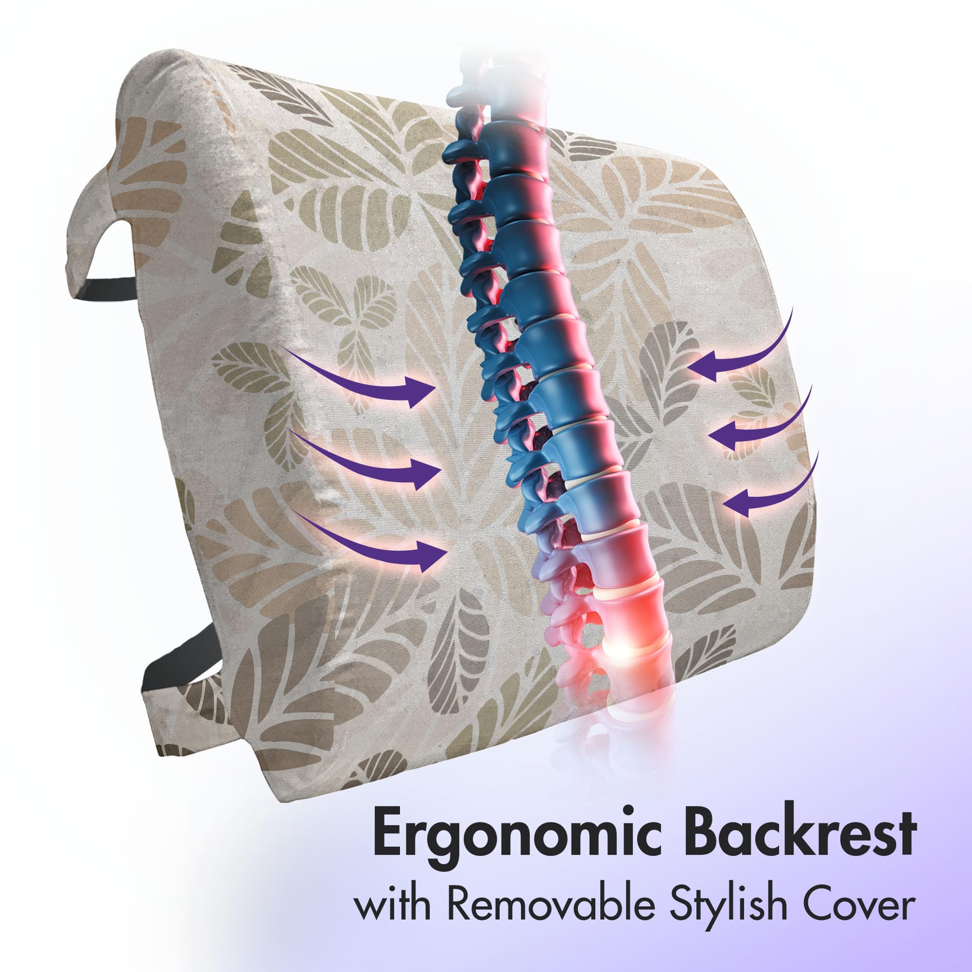 Ambesonne Leaf Lumbar Support Pillow - Floral Abstract Pattern with Retro Leaf Silhouettes, High Density Foam for Office Chair & Car Seat (14