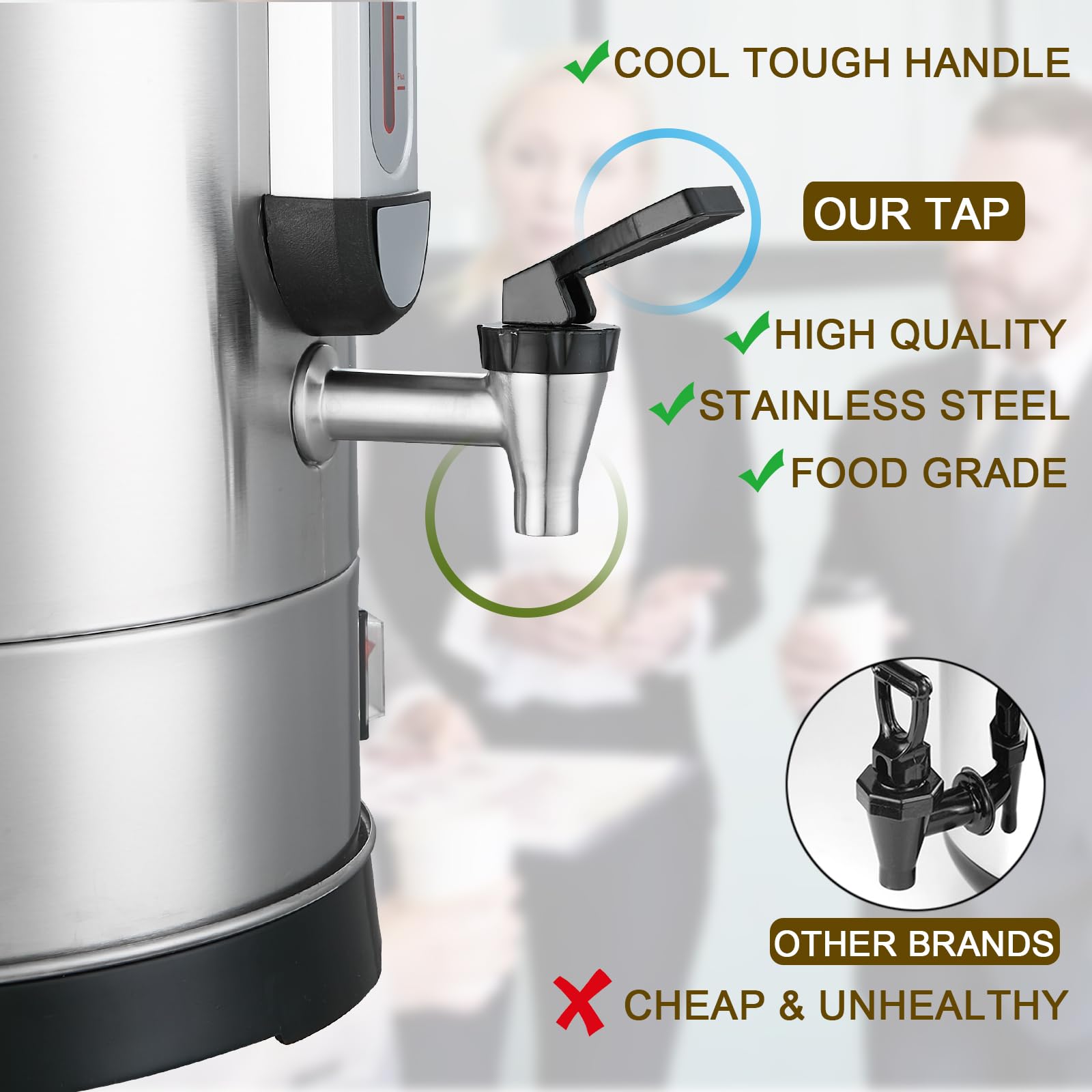 100 Cup Commercial Coffee Maker - 4.2Gal Stainless Steel for Weddings & Events
