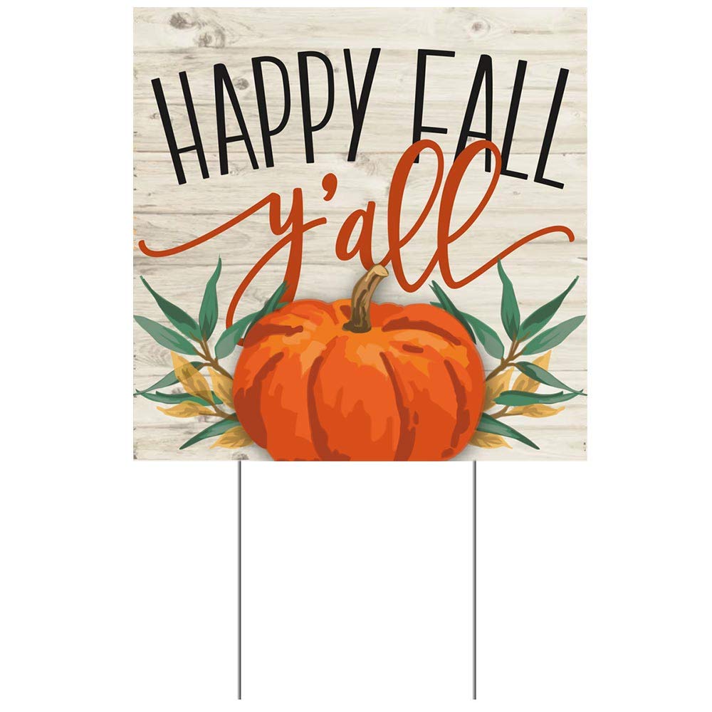 Happy Fall Y'All Yard Sign - Autumn Lawn Decorations, Seasonal Holiday Decor for Front Porch, Garden & Outdoor Fall Decorating