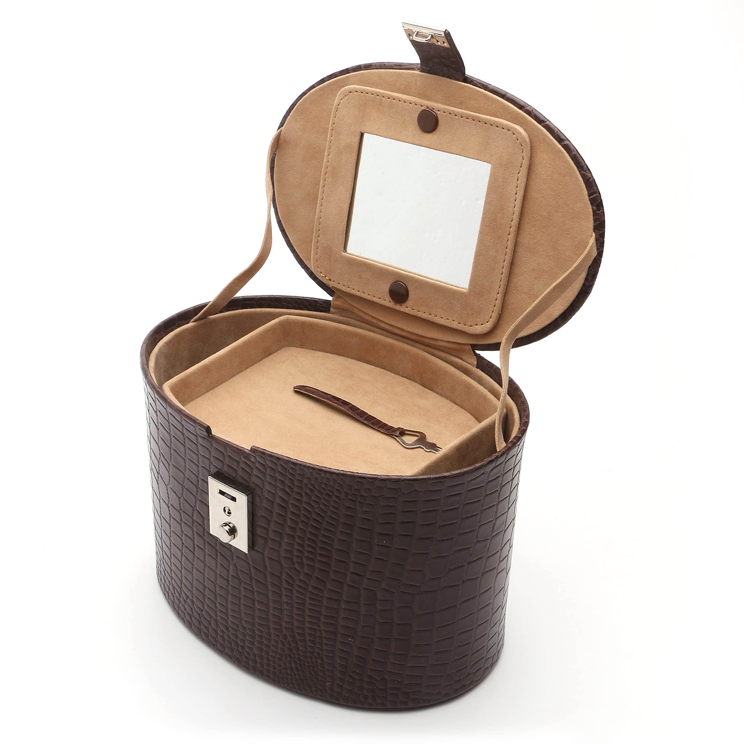 Stylish Makeup Bag for Women | Cosmetic Organizer with Mirror | Travel Jewelry Case & Toiletry Storage Box | Perfect for Vacation, Gym & Daily Use