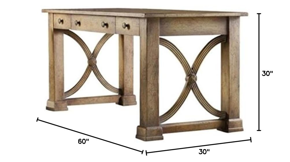 BOWERY HILL Brown Computer Desk for Home Office - Modern Writing Workstation with Storage Shelf for Small Spaces, Study & Remote Work